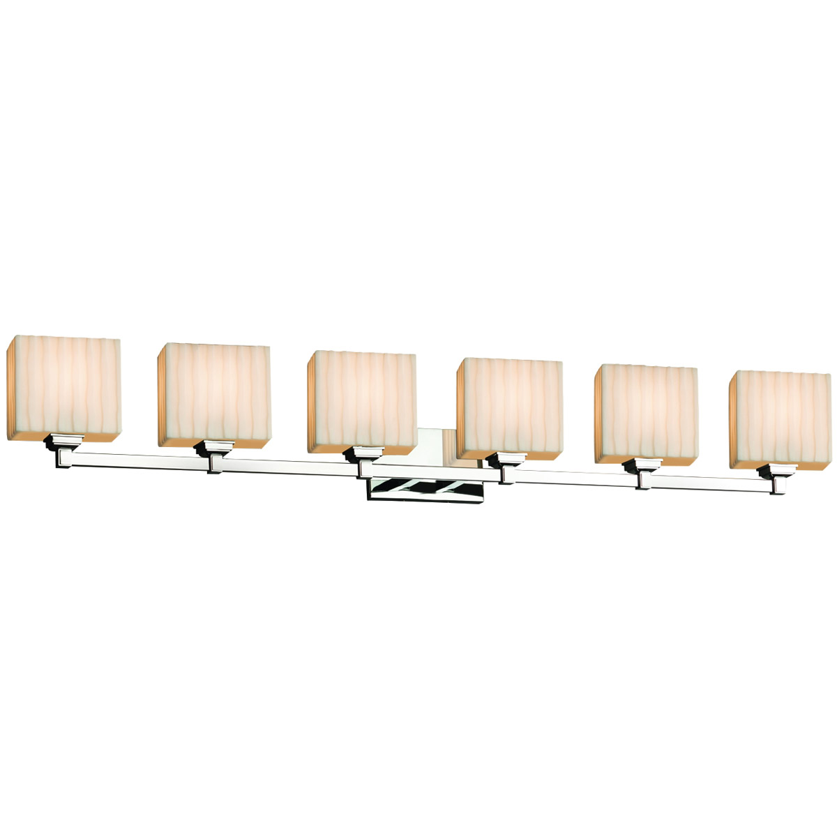 Porcelina 6 Light 50.5 inch Brushed Nickel Vanity Light Wall Light in Waterfall, Incandescent