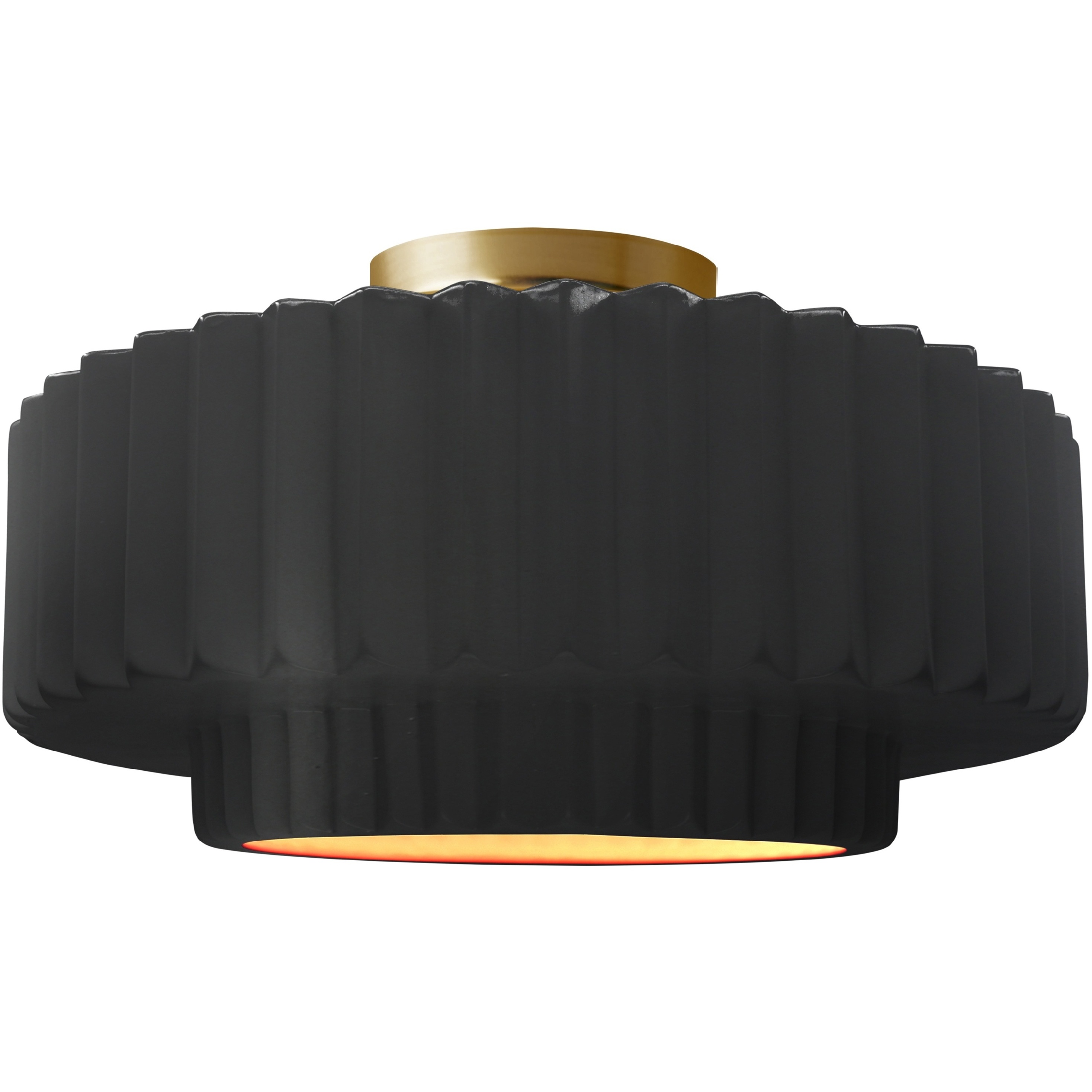 Radiance Collection - Pleated Tier LED 16.5 inch Carbon Matte Black and Champagne Gold and Brushed Brass Semi-Flush Ceiling Light in Dedicated LED, Carbon Matte Black/Champagne Gold, 16.5W x 8H, Form+Finish+Function
