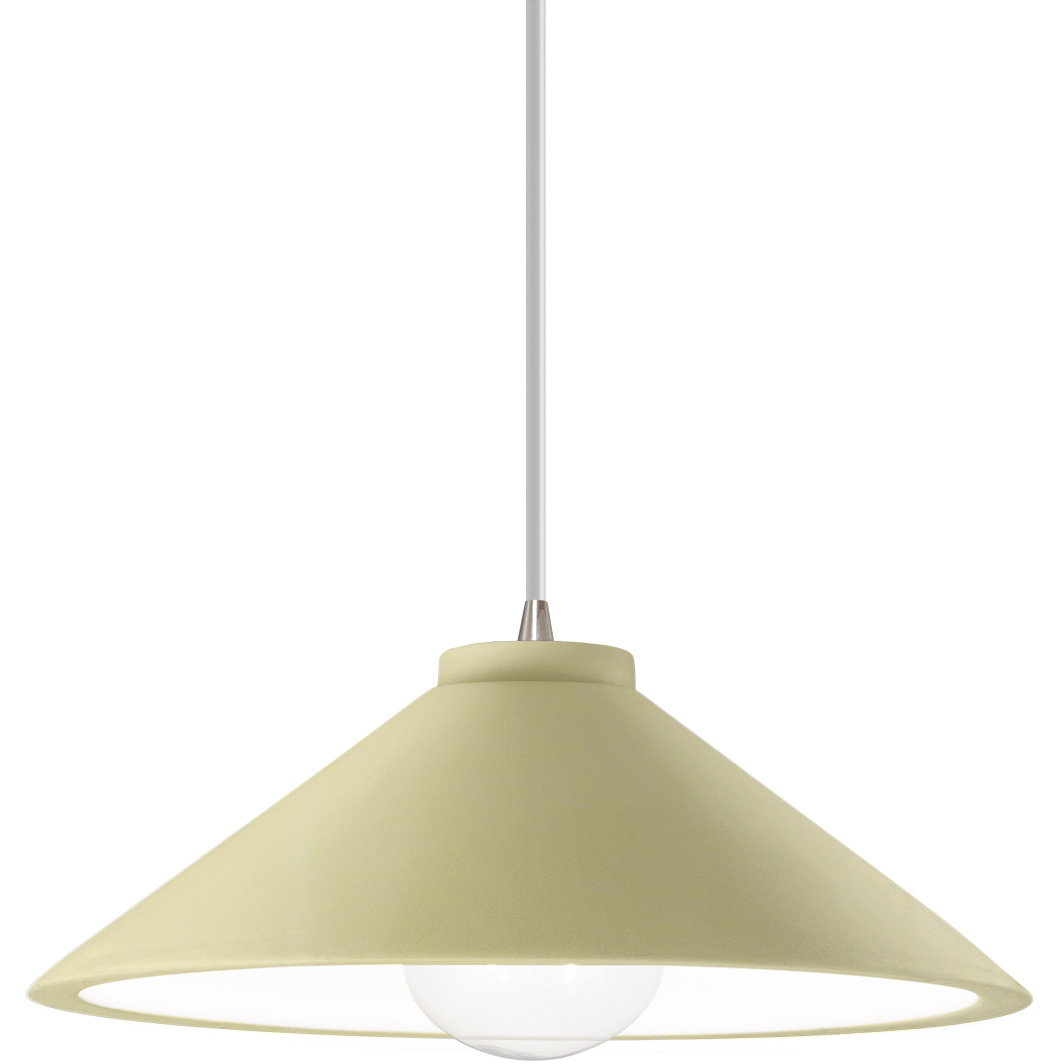 Radiance Collection - Flare 1 Light 11.75 inch Vanilla Gloss and Brushed Nickel Pendant Ceiling Light in Replaceable Bulb, White, Form+Finish+Function