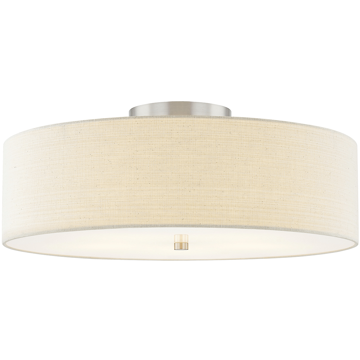 Textile Collection 5 Light 24 inch Brushed Nickel Semi Flush Ceiling Light in Cream (CandleAria), Classic Family