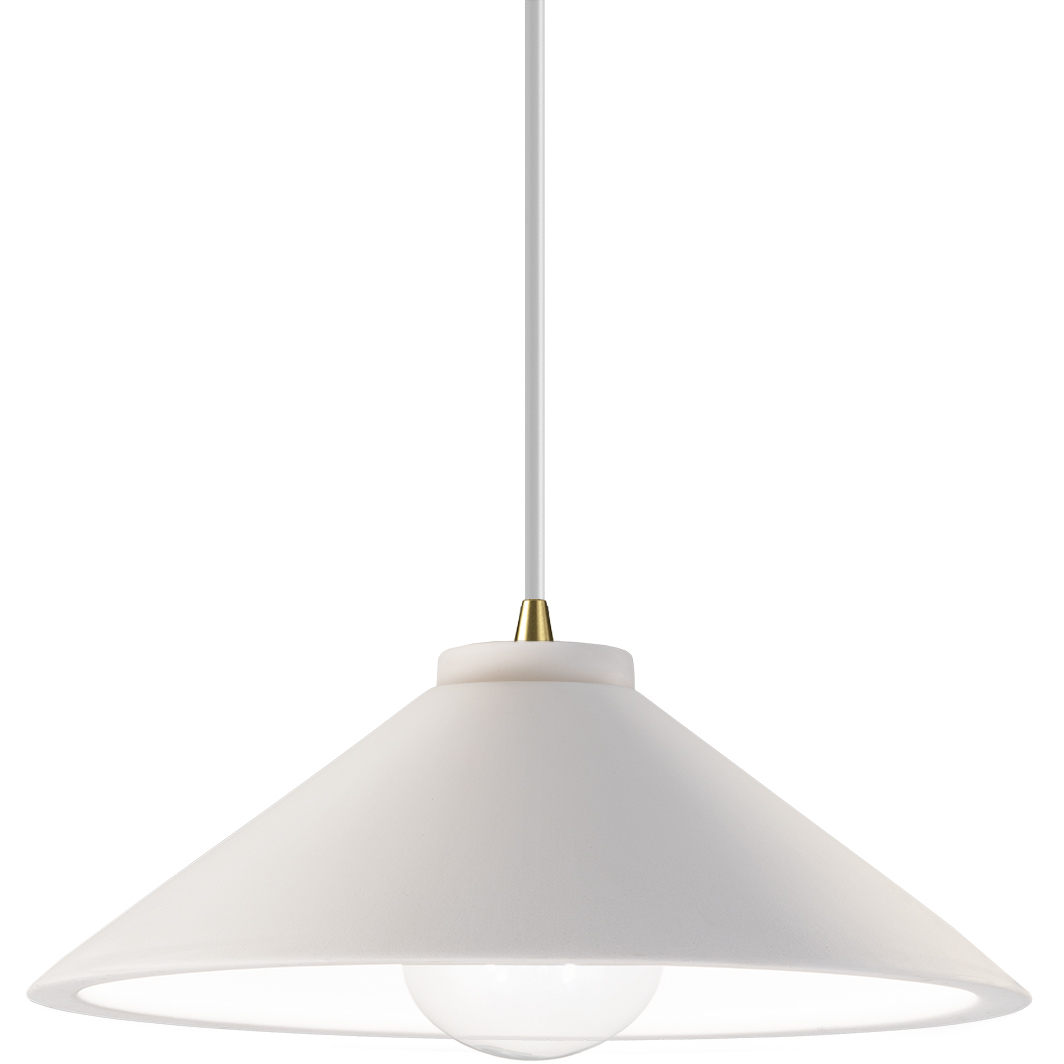 Radiance Collection - Flare 1 Light 11.75 inch Bisque and Antique Brass Pendant Ceiling Light in Replaceable Bulb, White, Form+Finish+Function