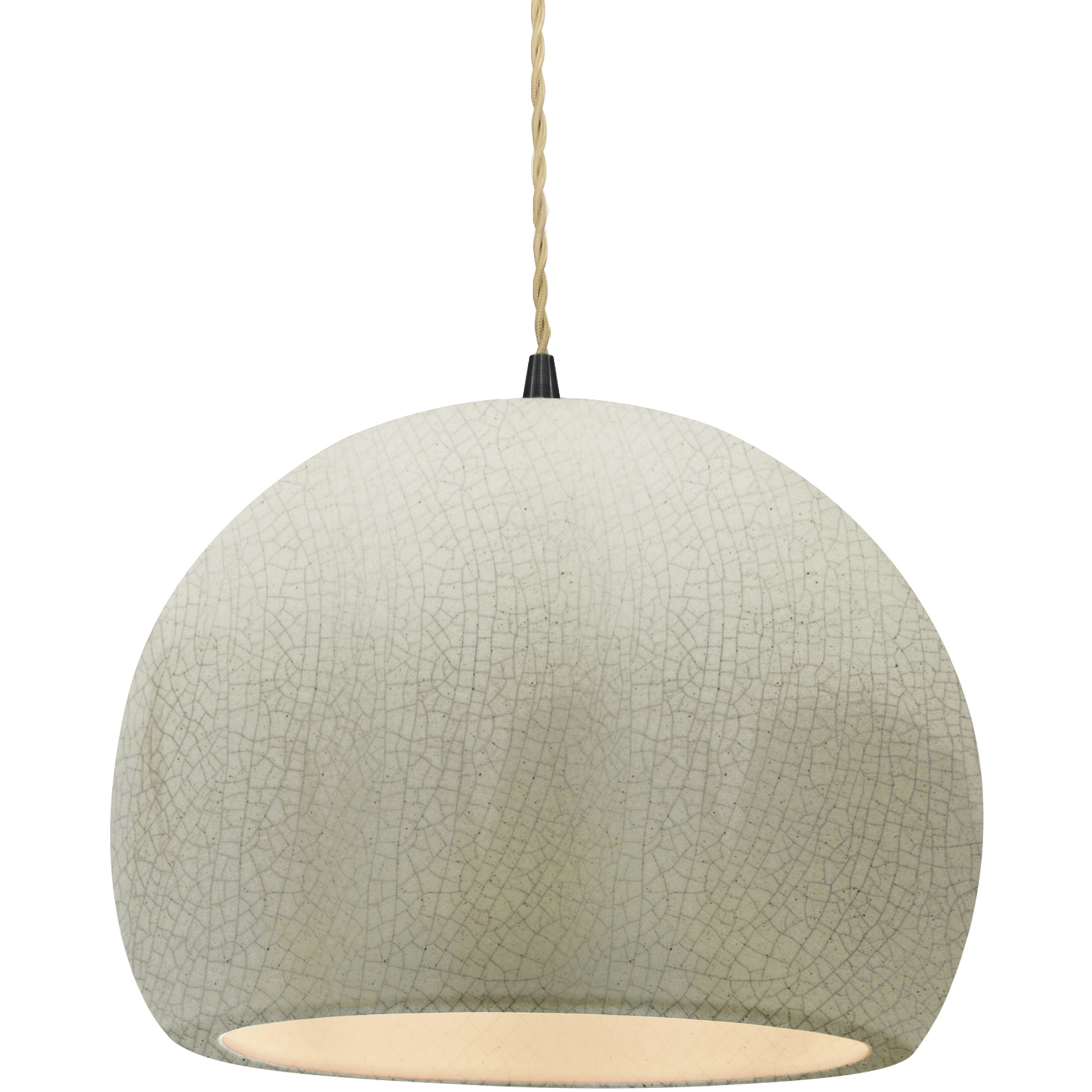 Radiance LED 12.25 inch White Crackle and Matte Black Pendant Ceiling Light