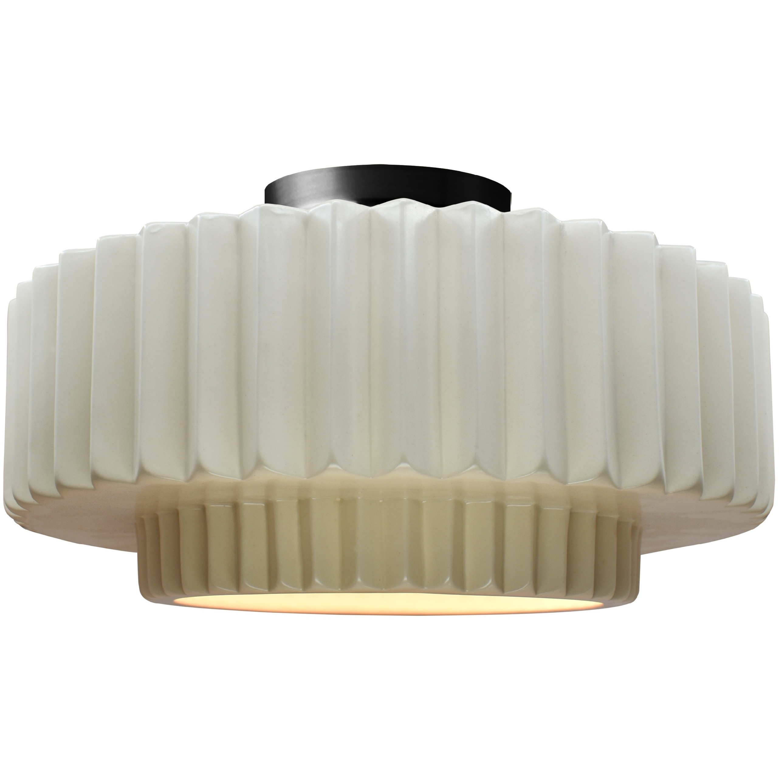 Radiance Collection - Pleated Tier LED 14.5 inch Matte White and Matte Black Semi-Flush Ceiling Light in Dedicated LED, 14.5W x 7.25H, Form+Finish+Function