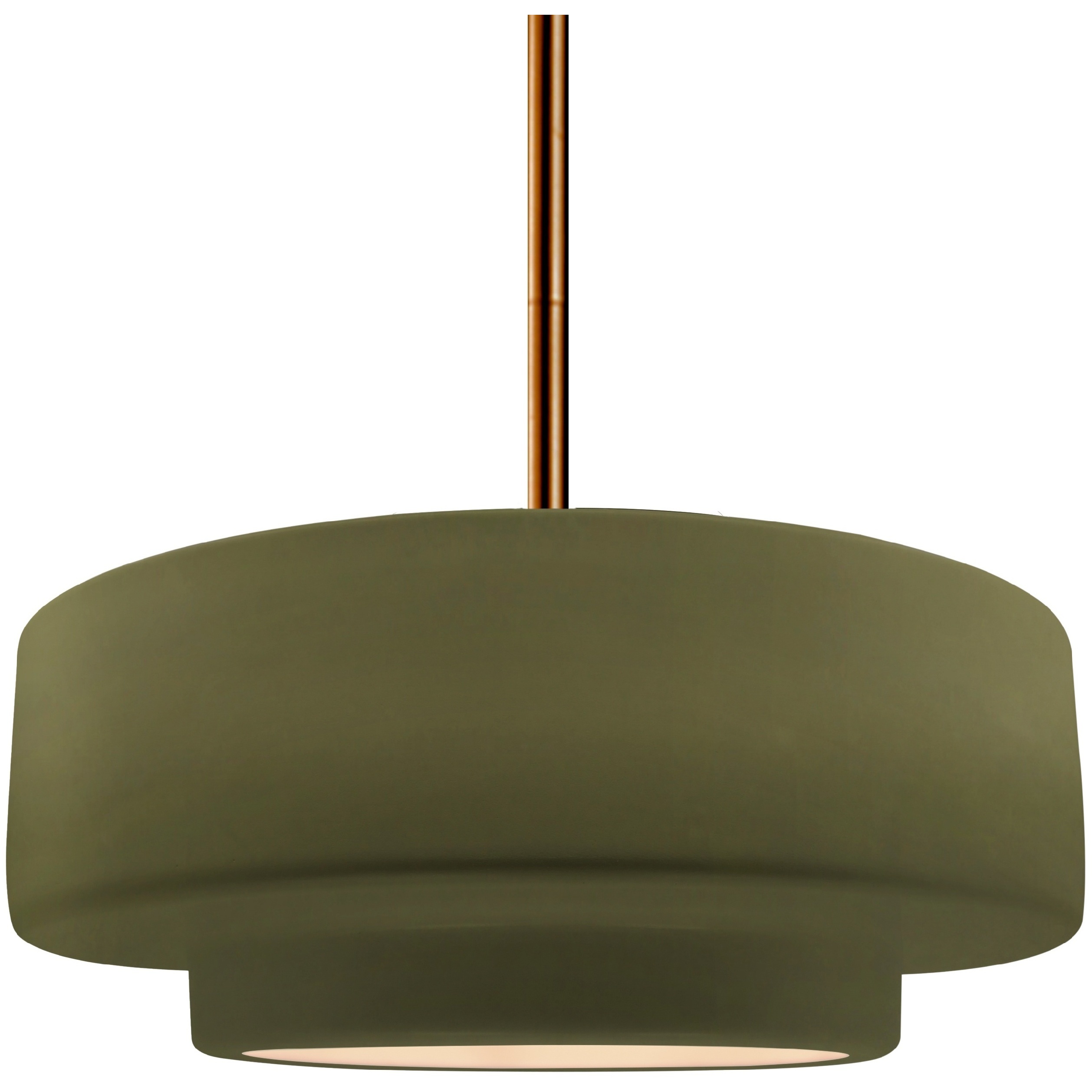Radiance Collection - Tier Pendant Ceiling Light in Brushed Brass, Dedicated LED, Black Cord, Matte Green, 14.5W x 5.25H, Form+Finish+Function