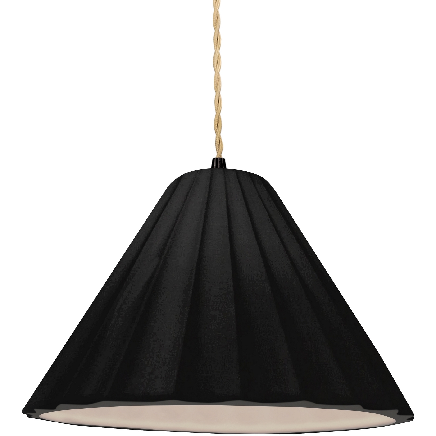 Radiance Collection - Fluted Pendant Ceiling Light in Matte Black, Dedicated LED, Beige Twist Cord, Gloss Black/Matte White, 10.75W x 7H, Form+Finish+Function