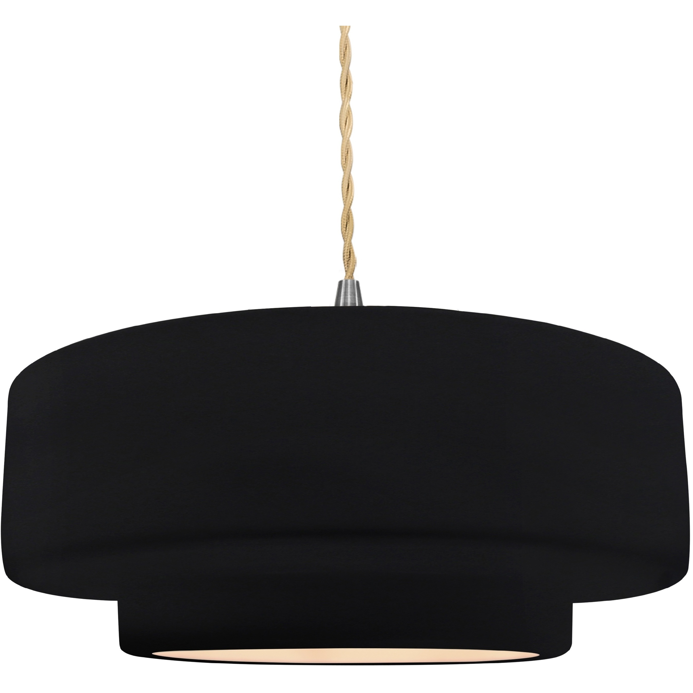 Radiance Collection - Tier Pendant Ceiling Light in Brushed Nickel, Dedicated LED, Beige Twist Cord, Gloss Black, 16.25W x 6H, Form+Finish+Function