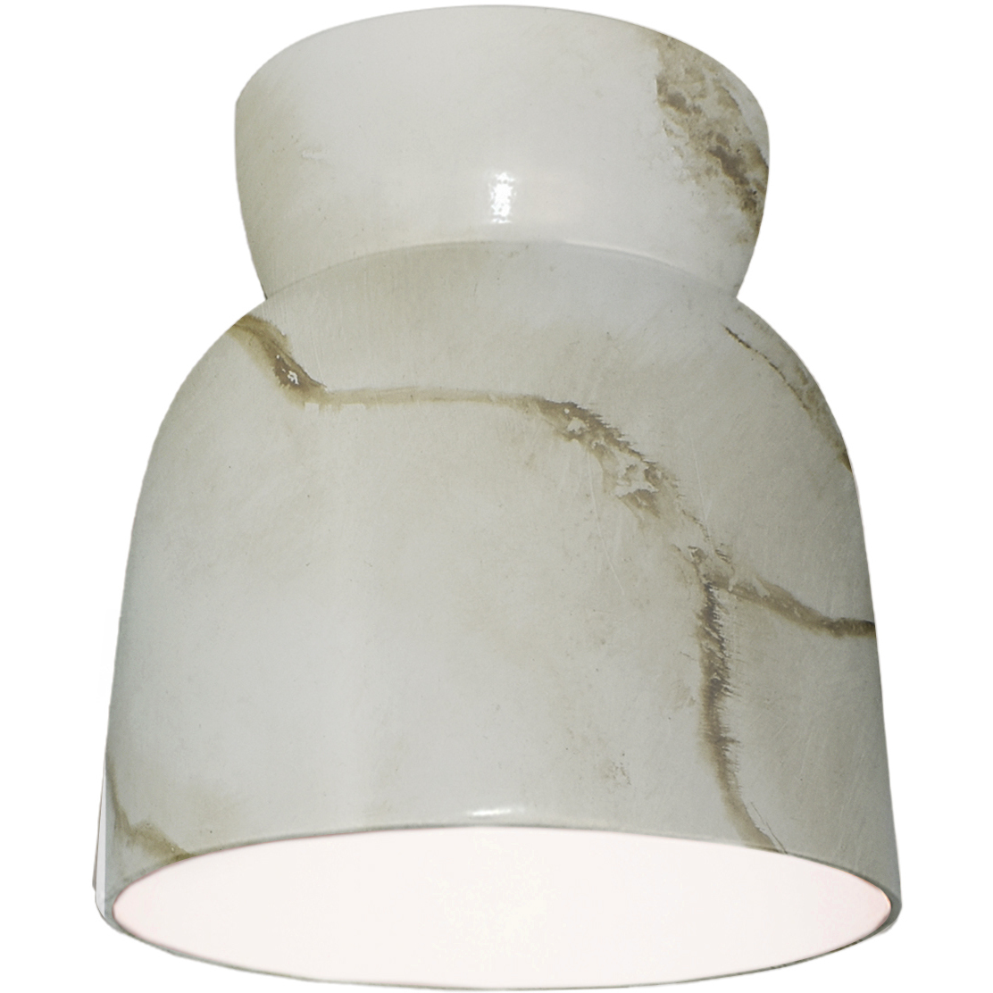Radiance Collection - Hourglass 1 Light 7.5 inch Carrara Marble Flush-Mount Ceiling Light in Replaceable Bulb, Form+Finish+Function