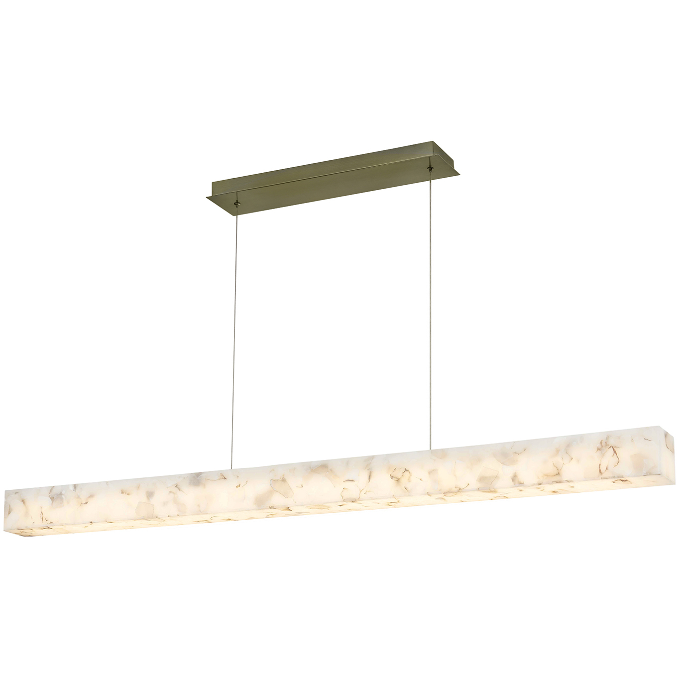 Alabaster Rocks Collection - Medley Family 60 inch Brushed Brass and Alabaster Rocks Linear Pendant Ceiling Light in 3.5" D x 60" W x 3.5" H, EVOLV