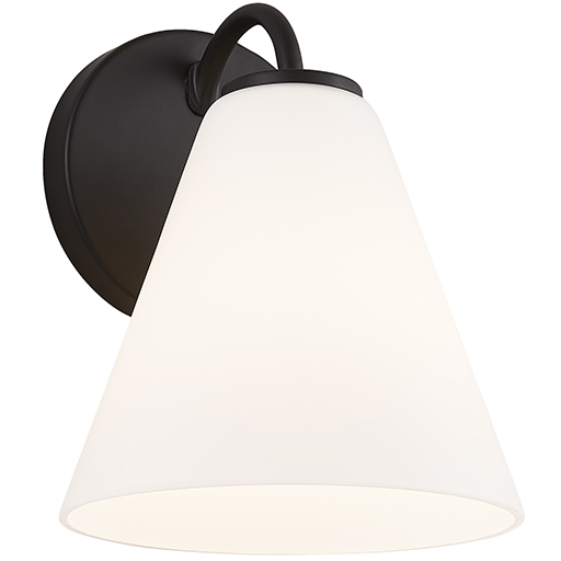 Fusion Collection - Pavia Family 1 Light 6.75 inch Matte Black and Opal Wall Sconce Wall Light, EVOLV