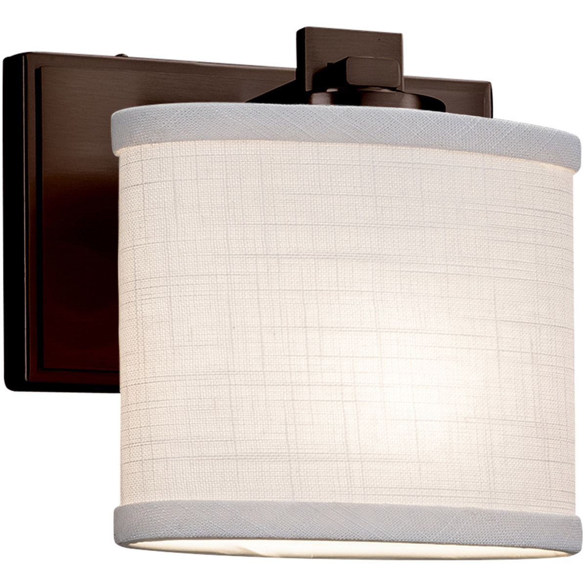 Textile Wall Sconce Wall Light in Dark Bronze, White, Oval