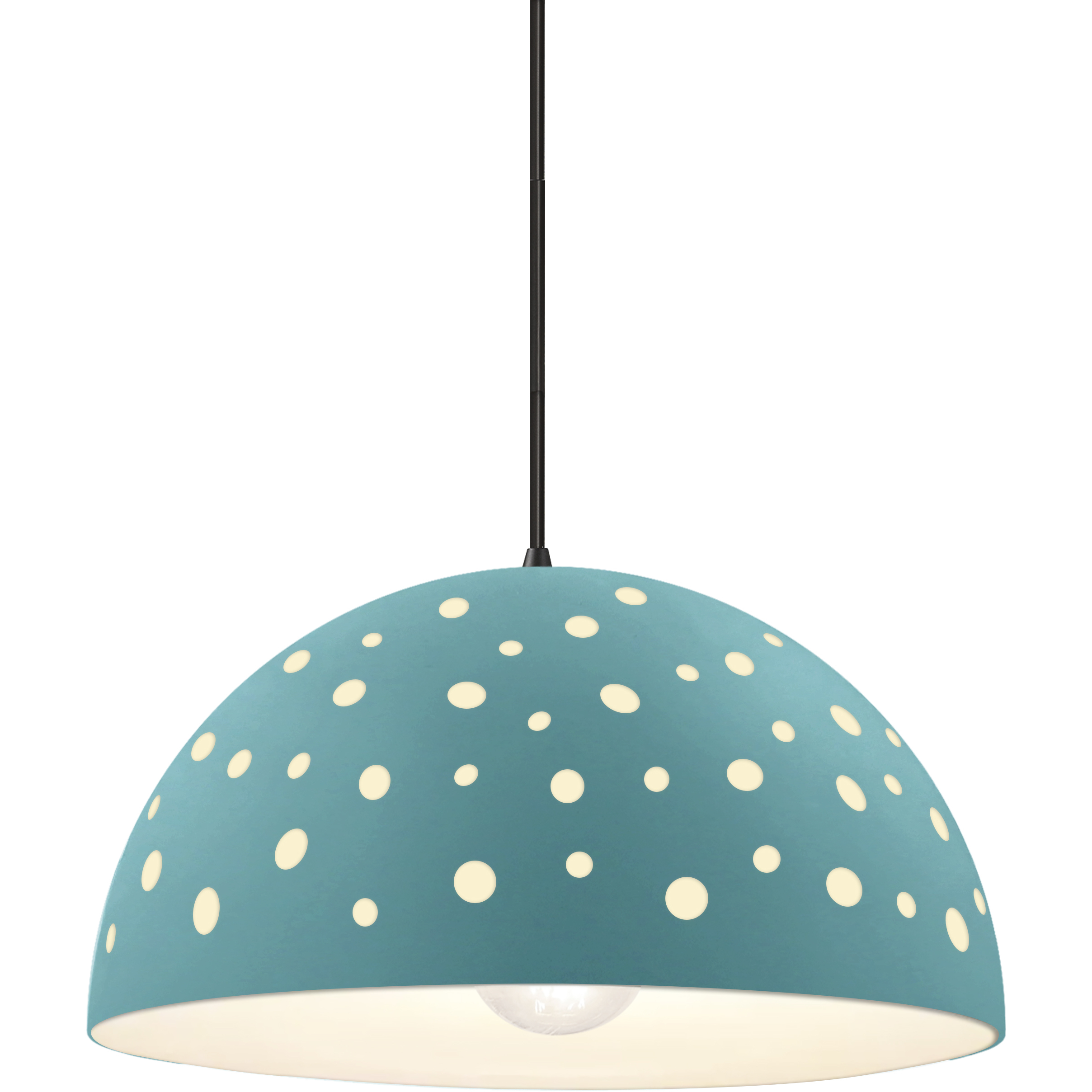 Perforated Dome 12.5 inch Reflecting Pool Pendant Ceiling Light in Matte Black, Dedicated LED, Black, Form+Finish+Function