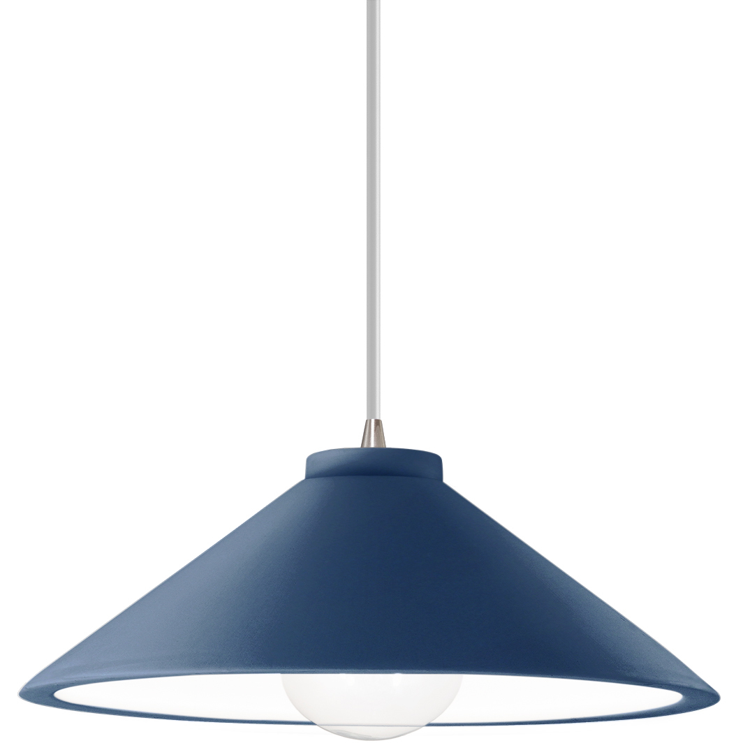 Radiance Collection - Flare 1 Light 11.75 inch Midnight Sky/Matte White and Brushed Nickel Pendant Ceiling Light in Replaceable Bulb, Form+Finish+Function