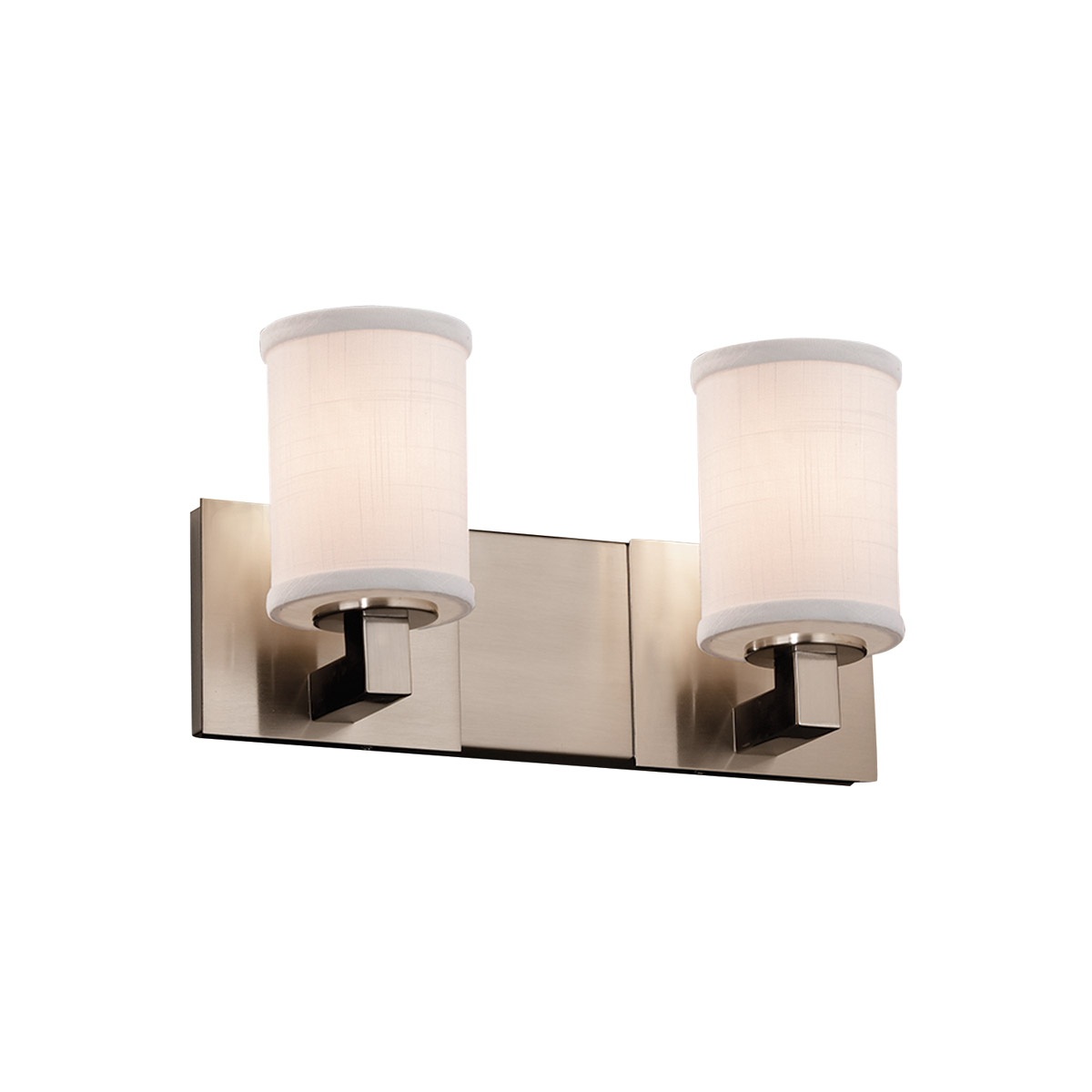 Textile 15 inch Antique Brass Bath Bar Wall Light in Rectangle, Incandescent, Gray