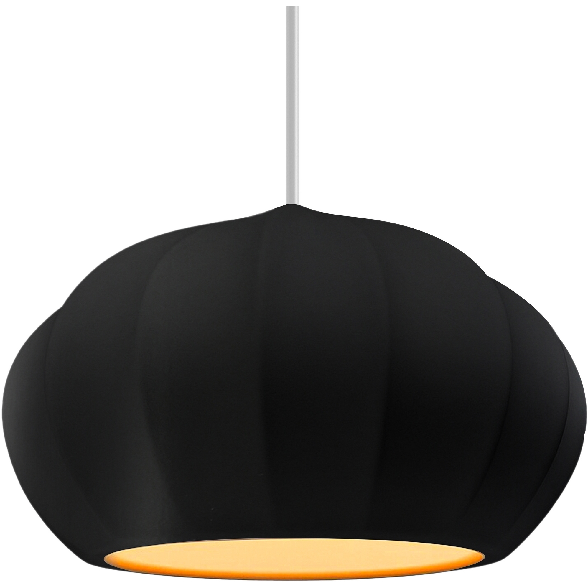 Radiance Collection - Fluted Pendant Ceiling Light in Matte Black, Dedicated LED, White Cord, Carbon Matte Black/Champagne Gold, Form+Finish+Function