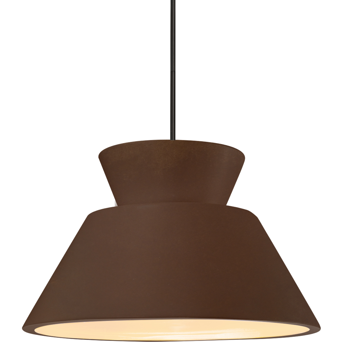 Radiance Collection - Trapezoid LED 14 inch Real Rust Pendant Ceiling Light in Matte Black, Dedicated LED, Rigid Stem, Form+Finish+Function