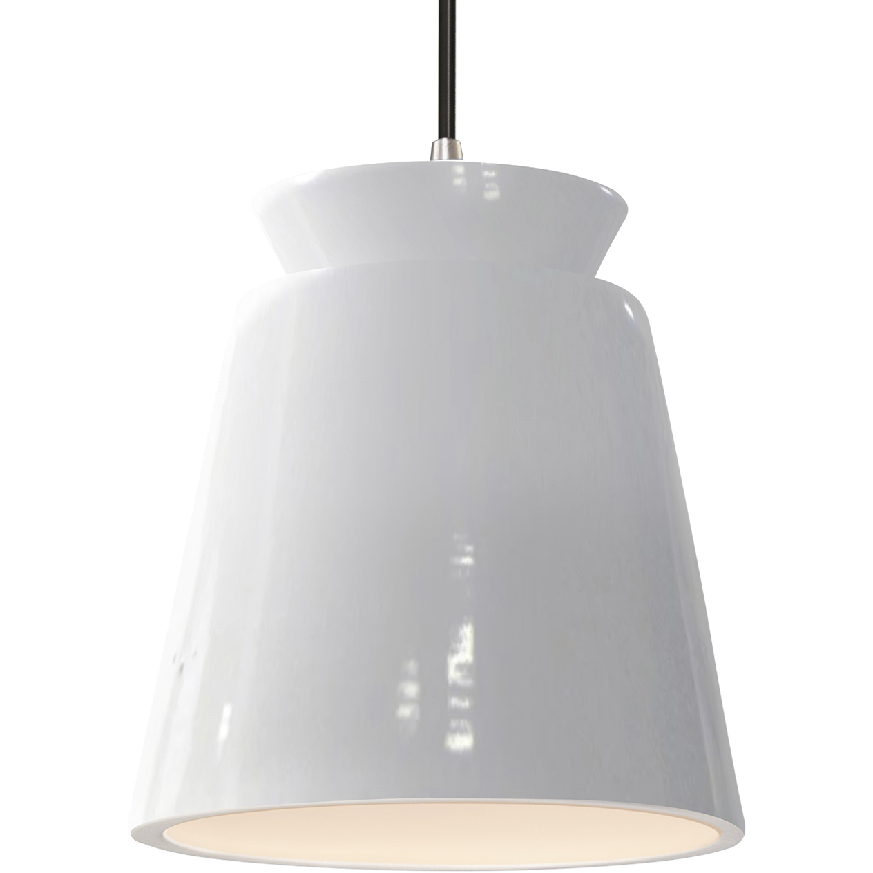 Radiance Collection - Trapezoid LED 7.75 inch Brushed Nickel and Gloss White Pendant Ceiling Light in Dedicated LED, Black, Form+Finish+Function