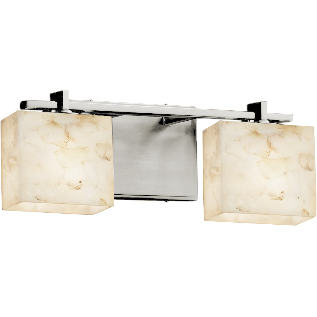 Alabaster Rocks 2 Light 15.5 inch Brushed Nickel Vanity Light Wall Light in LED, Rectangle