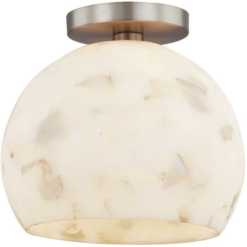 Alabaster Rocks Collection 1 Light 10 inch Brushed Brass Semi Flush Ceiling Light, Globe Family