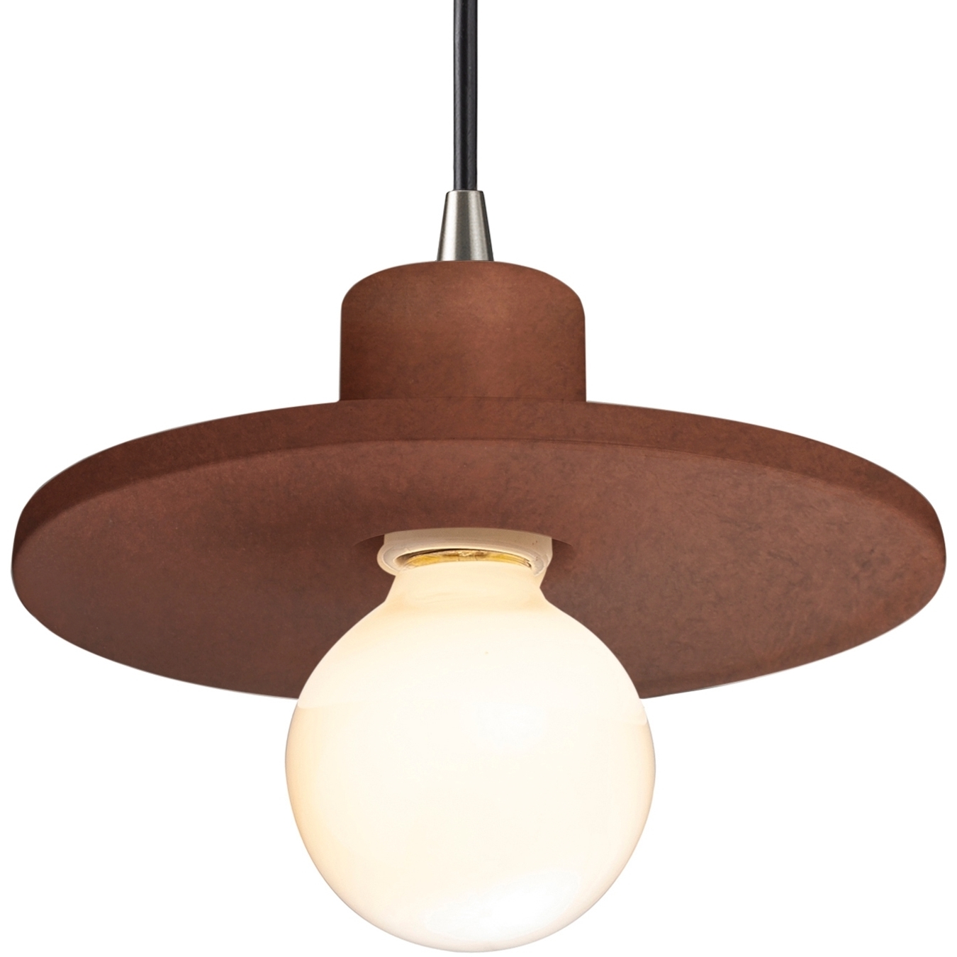 Radiance Collection 1 Light 8 inch Antique Copper Pendant Ceiling Light in Black Cord, Brushed Nickel