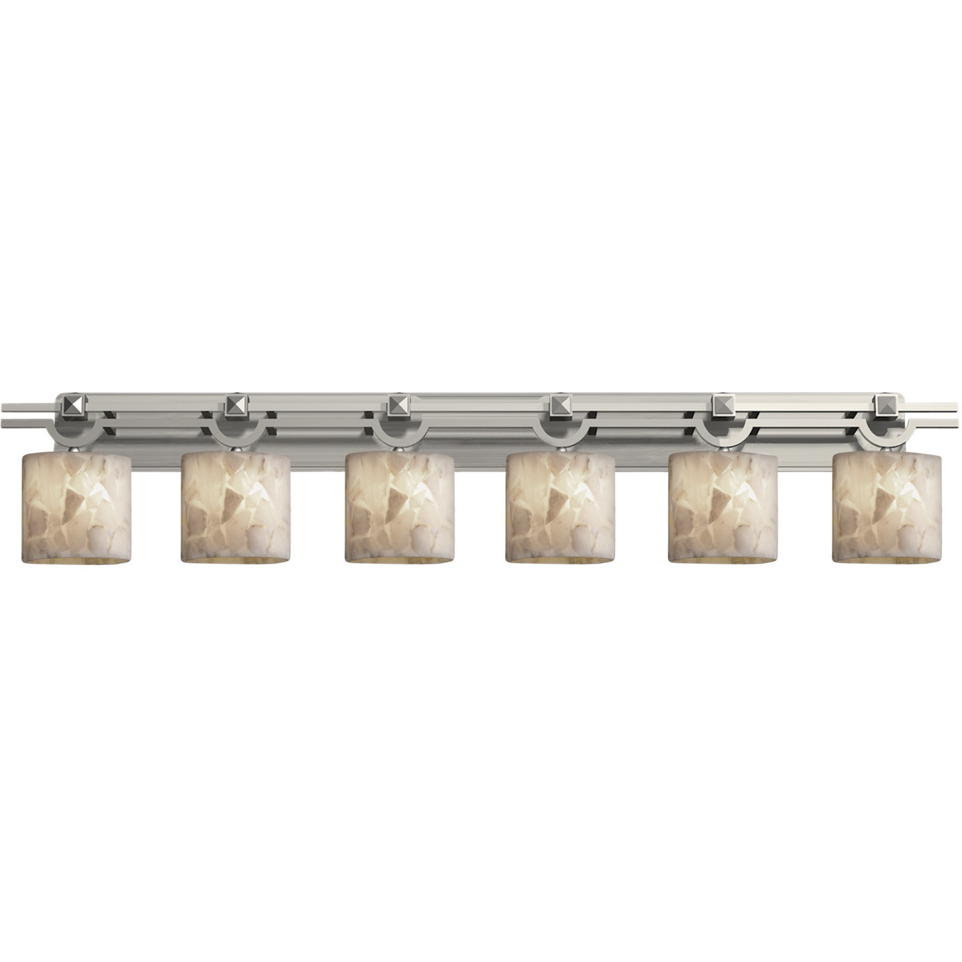 Alabaster Rocks 6 Light 59 inch Brushed Nickel Bath Bar Wall Light in Oval, Incandescent, Oval