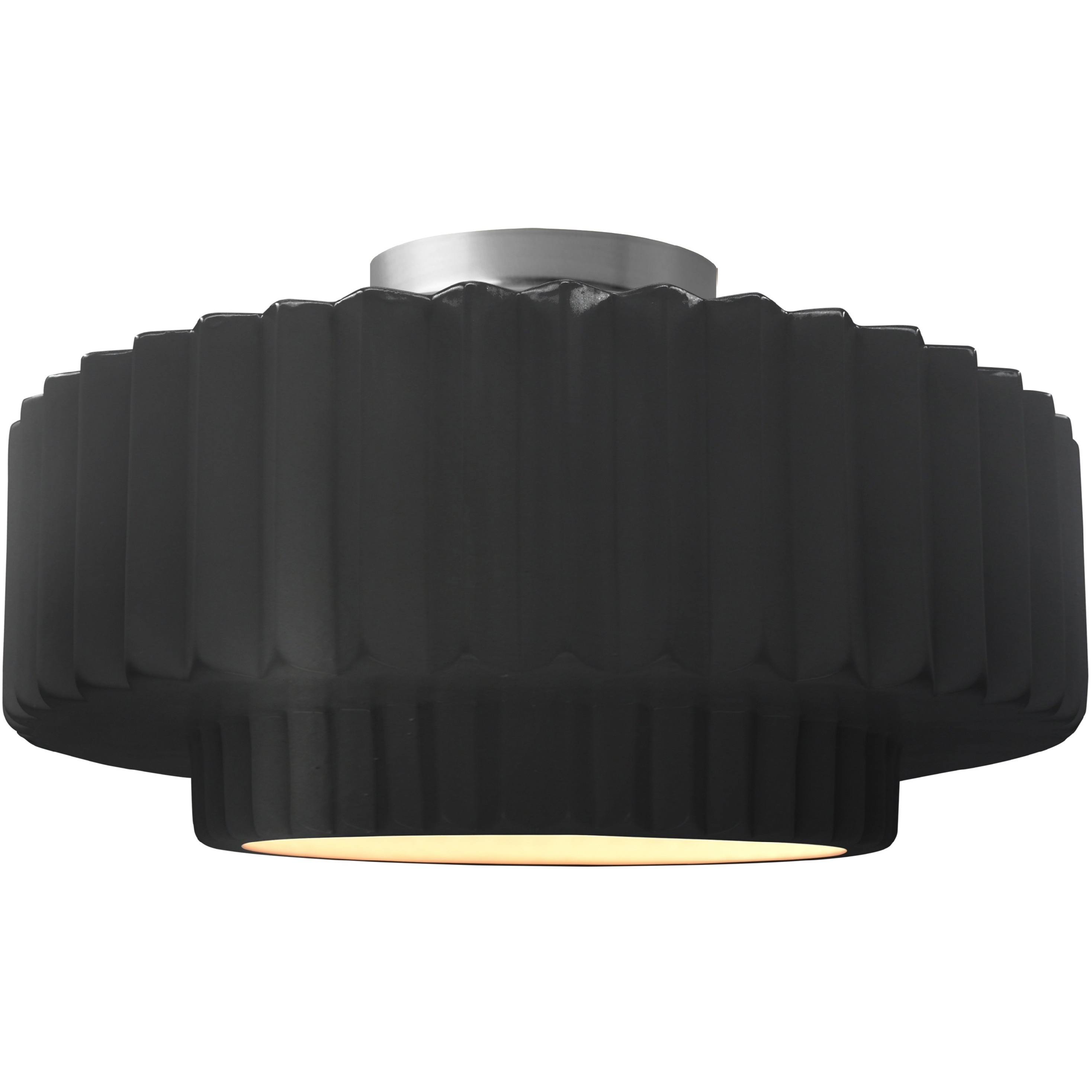 Radiance Collection - Pleated Tier 1 Light 16.5 inch Carbon Matte Black and Brushed Nickel Semi-Flush Ceiling Light in Replaceable Bulb, 16.5W x 8H, Form+Finish+Function