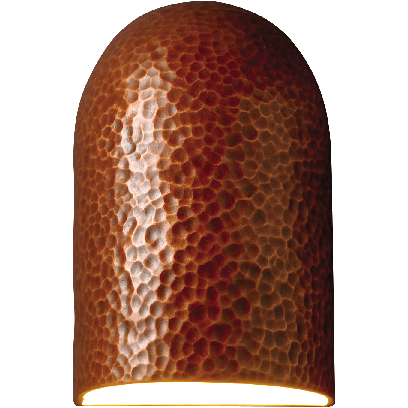 Ambiance Domed Cylinder LED 9.5 inch Hammered Copper Outdoor Wall Sconce Small