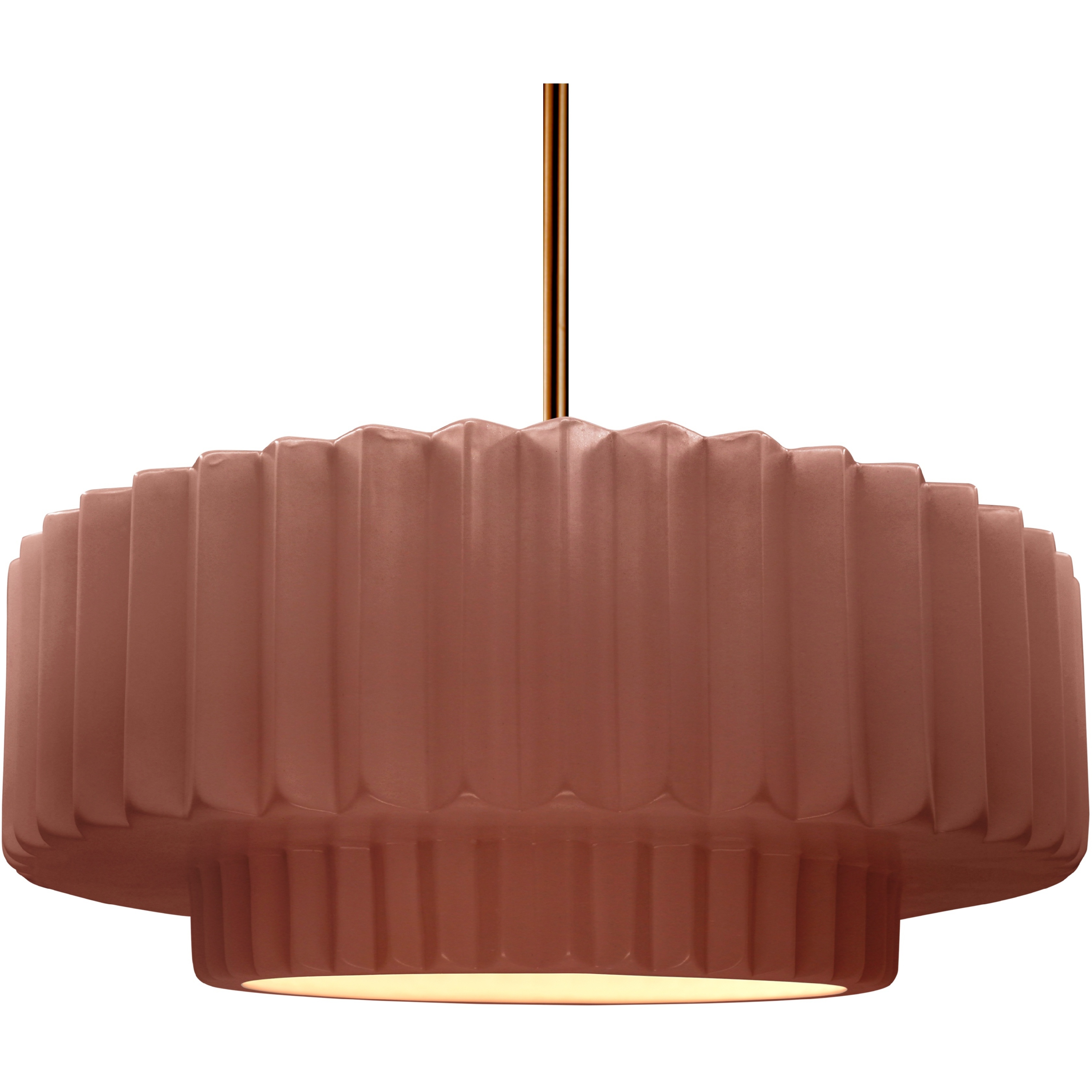 Radiance Collection - Pleated Tier Pendant Ceiling Light in Brushed Brass, Black Cord, Replaceable Bulb, Canyon Clay, 16.25W x 6H, Form+Finish+Function