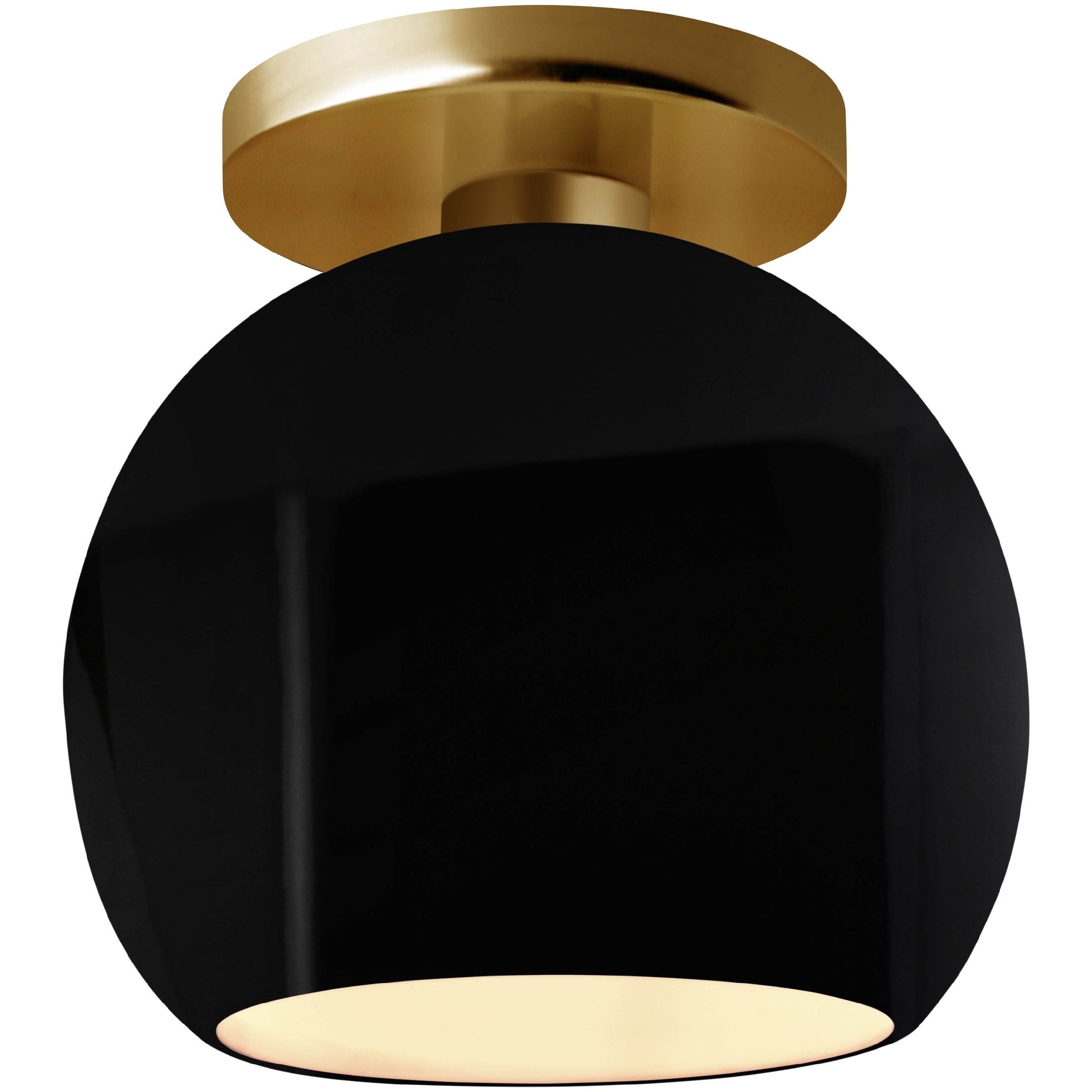 Radiance 1 Light 10 inch Gloss Black and Brushed Brass Semi Flush Ceiling Light