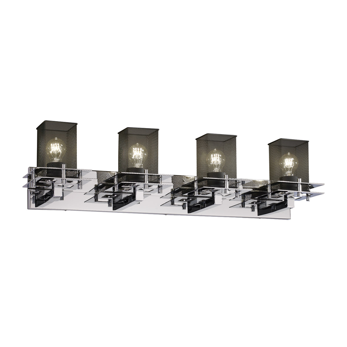 Metropolis 4 Light 36.5 inch Polished Chrome Bath Light Wall Light in Square with Flat Rim