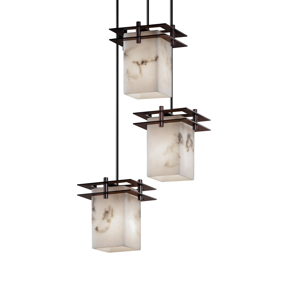 Metropolis 3 Light 7 inch Dark Bronze Pendant Ceiling Light in Square with Flat Rim
