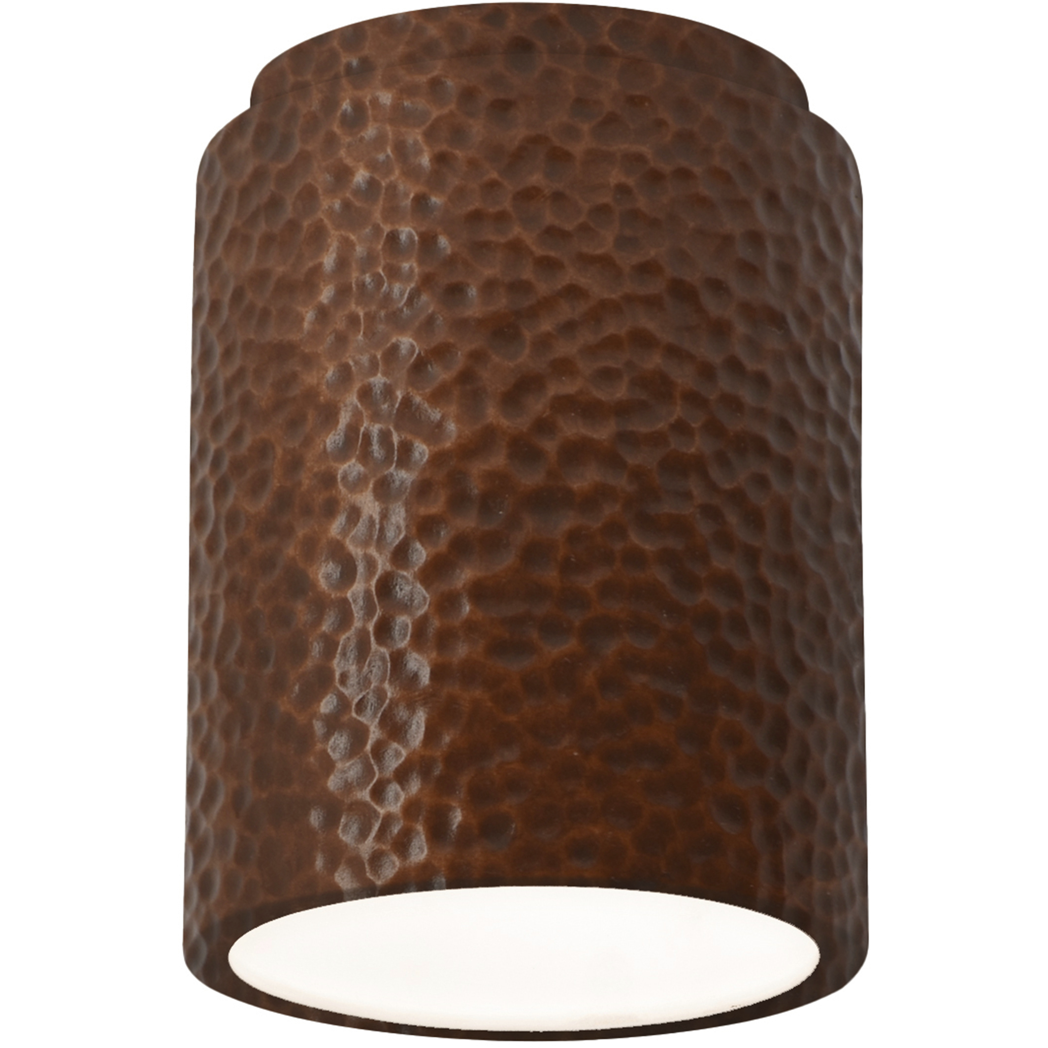 Radiance Cylinder LED 6.5 inch Hammered Copper Outdoor Flush-Mount