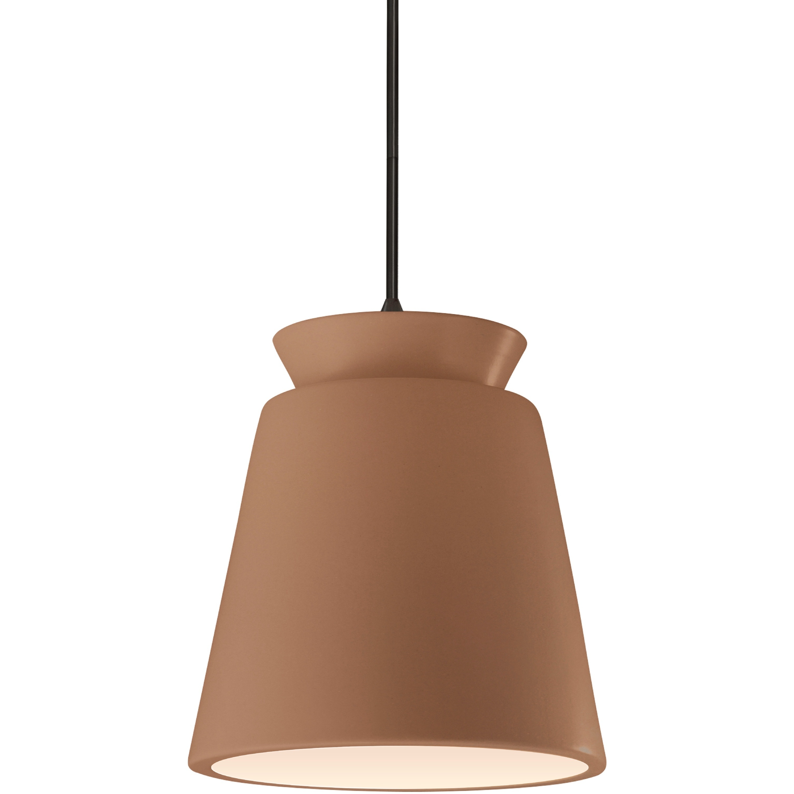 Radiance Collection - Trapezoid LED 7.75 inch Adobe and Matte Black Pendant Ceiling Light in Dedicated LED, Form+Finish+Function