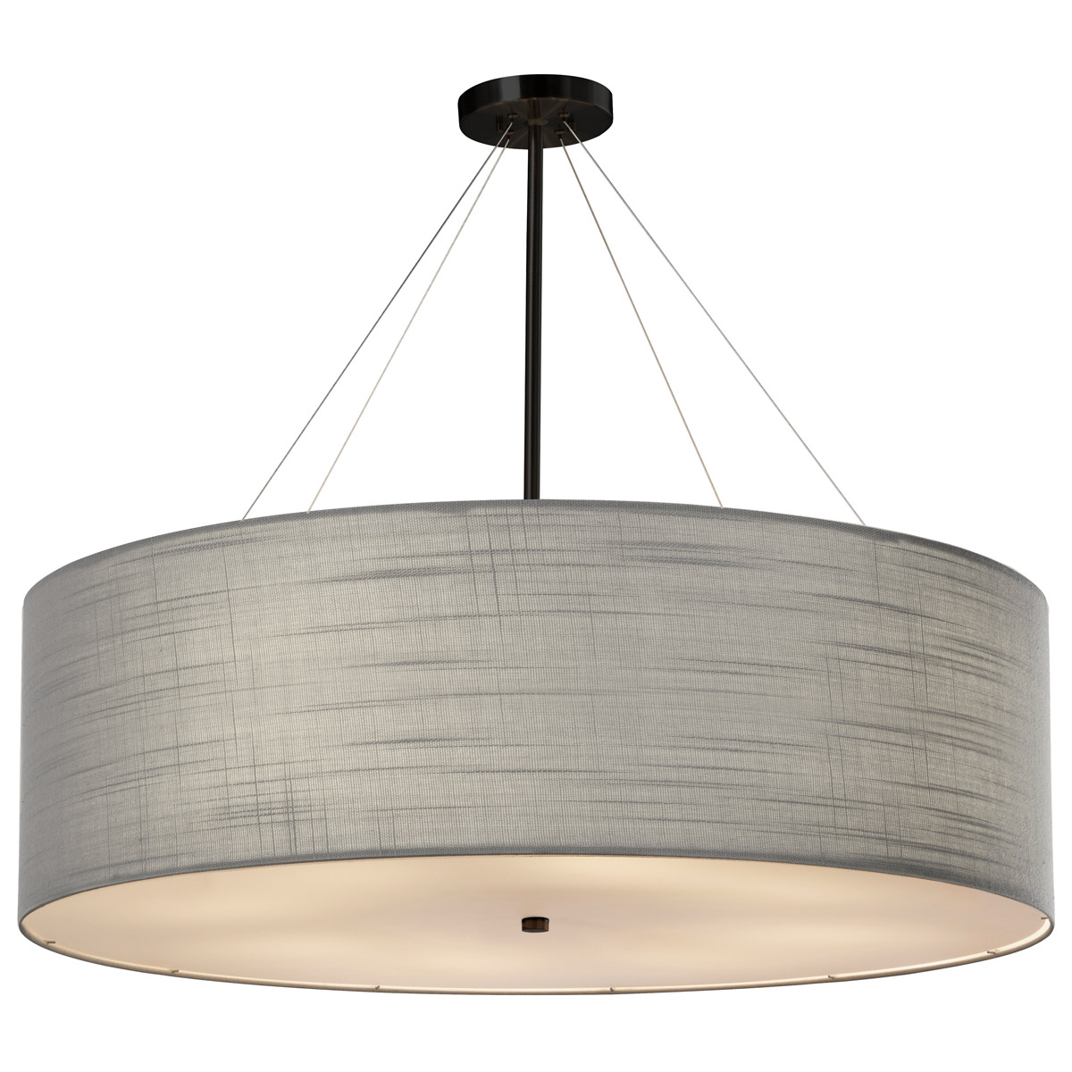Textile 36 inch Matte Black Pendant Ceiling Light in White, Incandescent