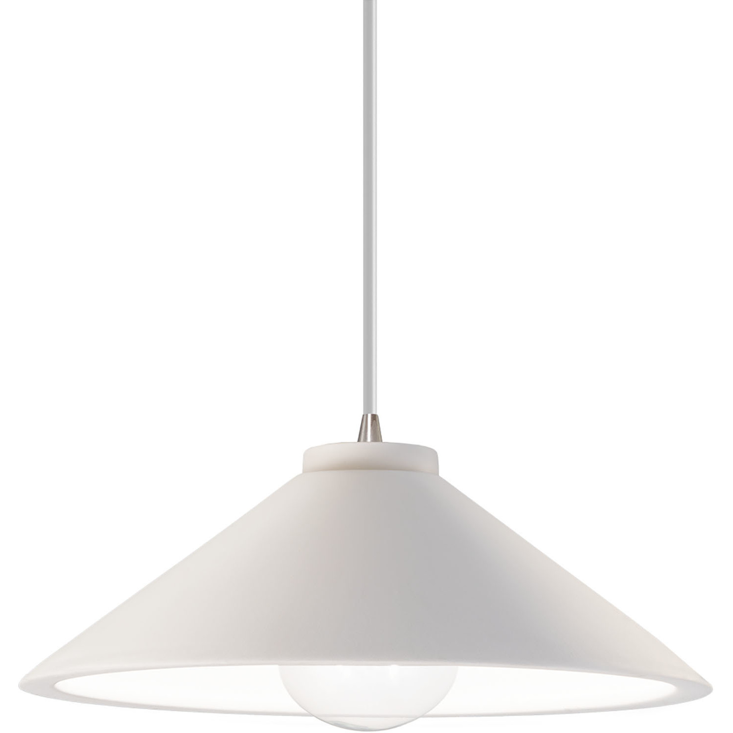 Radiance Collection - Flare 1 Light 11.75 inch Bisque and Brushed Nickel Pendant Ceiling Light in Replaceable Bulb, White, Form+Finish+Function