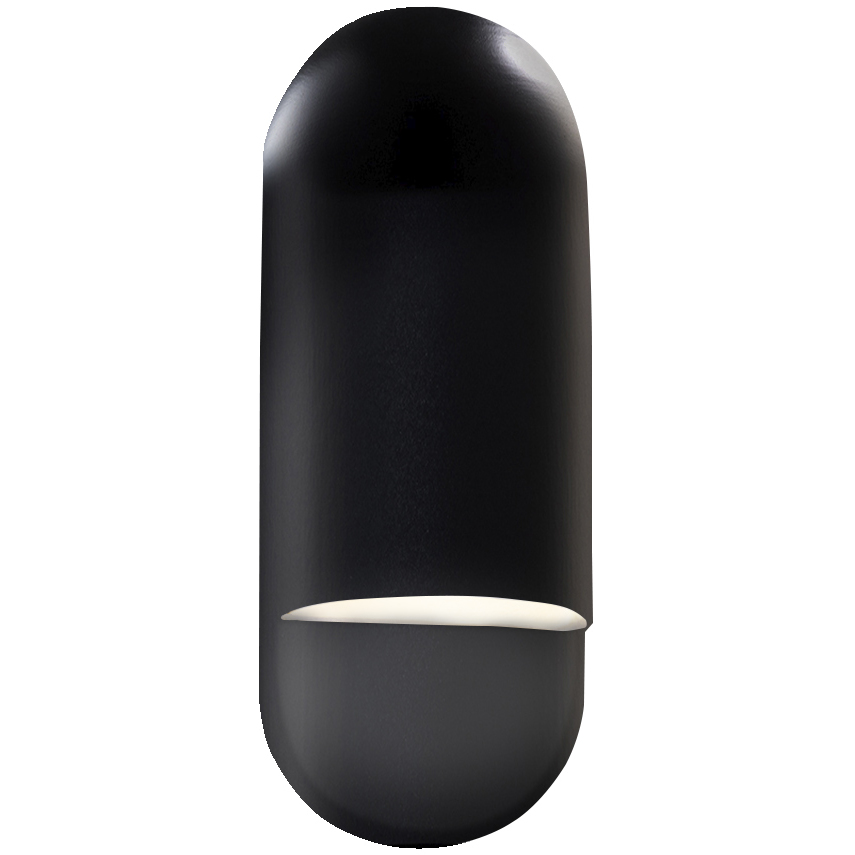 Ambiance Collection - Capsule Wall Sconce Wall Light in Replaceable Bulb, Gloss Black, 4D x 14H, Form+Finish+Function