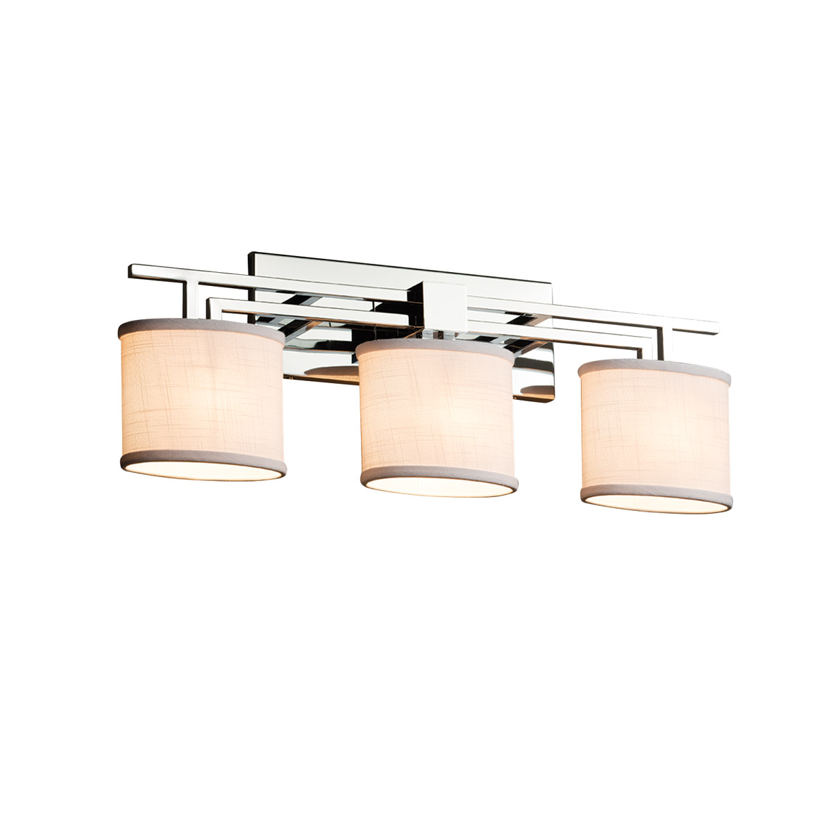 Textile LED 26 inch Brushed Nickel Vanity Light Wall Light in 2100 Lm LED, Cream, Cylinder with Flat Rim