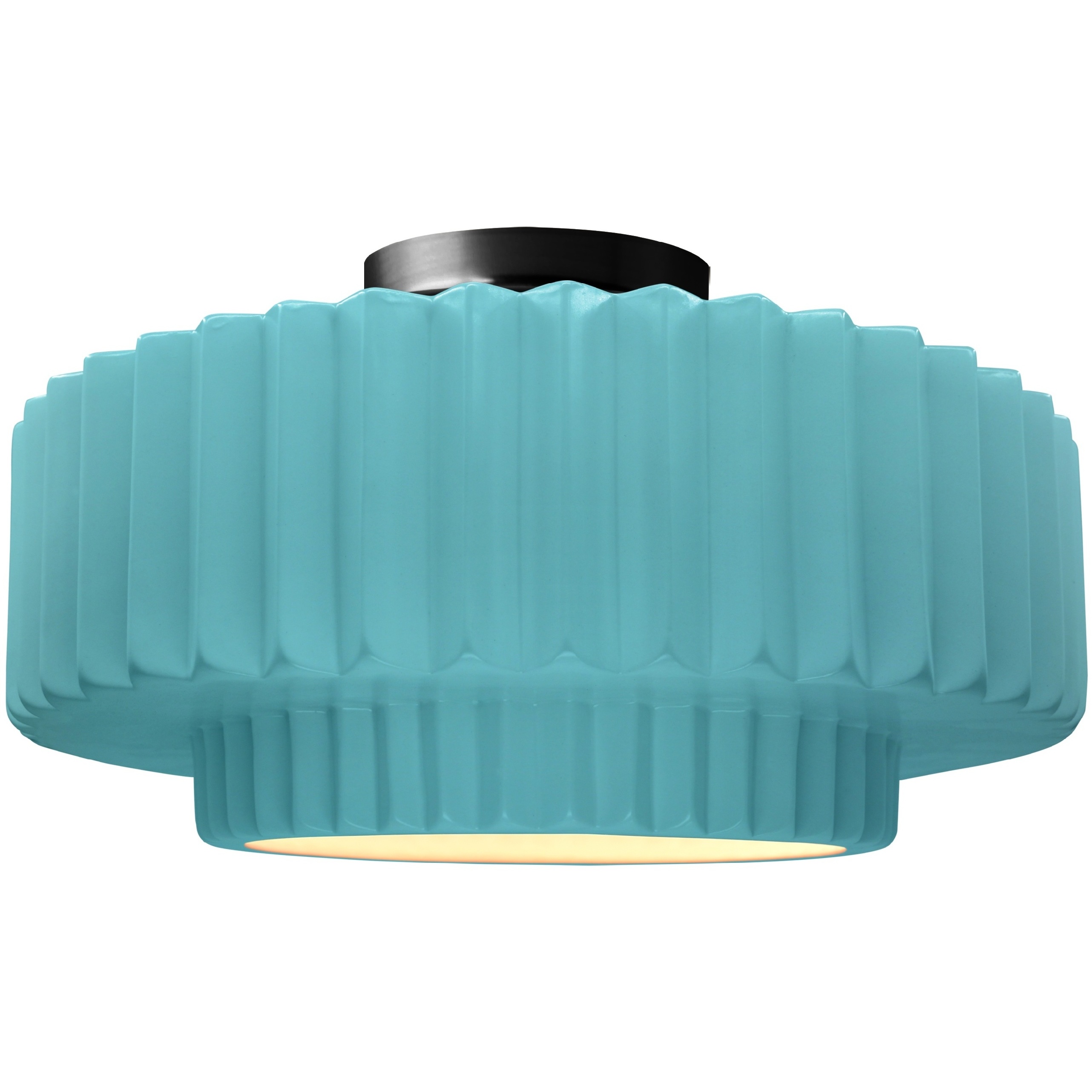 Radiance Collection - Pleated Tier 1 Light 16.5 inch Reflecting Pool and Matte Black Semi-Flush Ceiling Light in Replaceable Bulb, 16.5W x 8H, Form+Finish+Function
