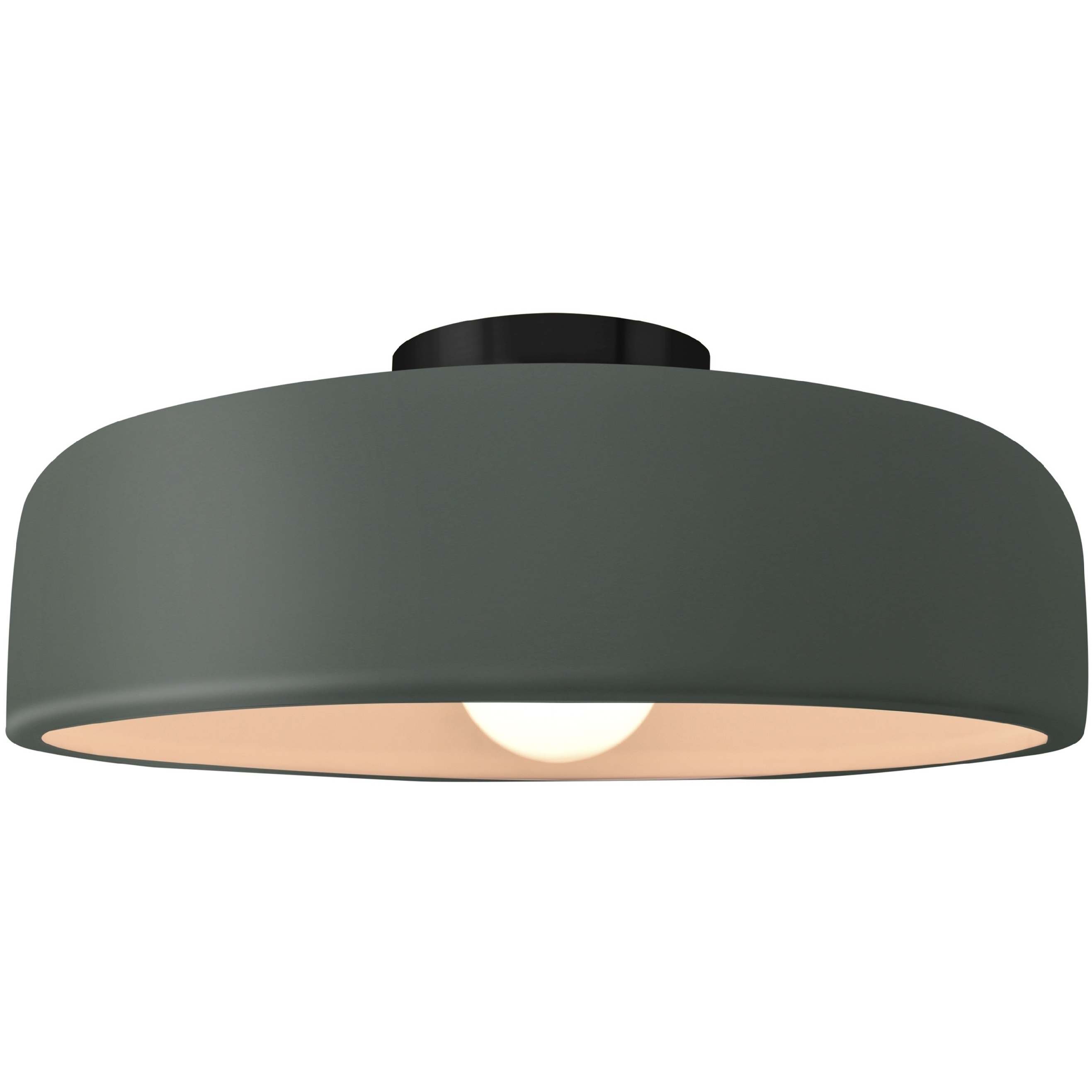 Radiance Collection - Spire 1 Light 13 inch Pewter Green and Matte Black Semi-Flush Ceiling Light in Replaceable Bulb, 13W x 6H, Form+Finish+Function