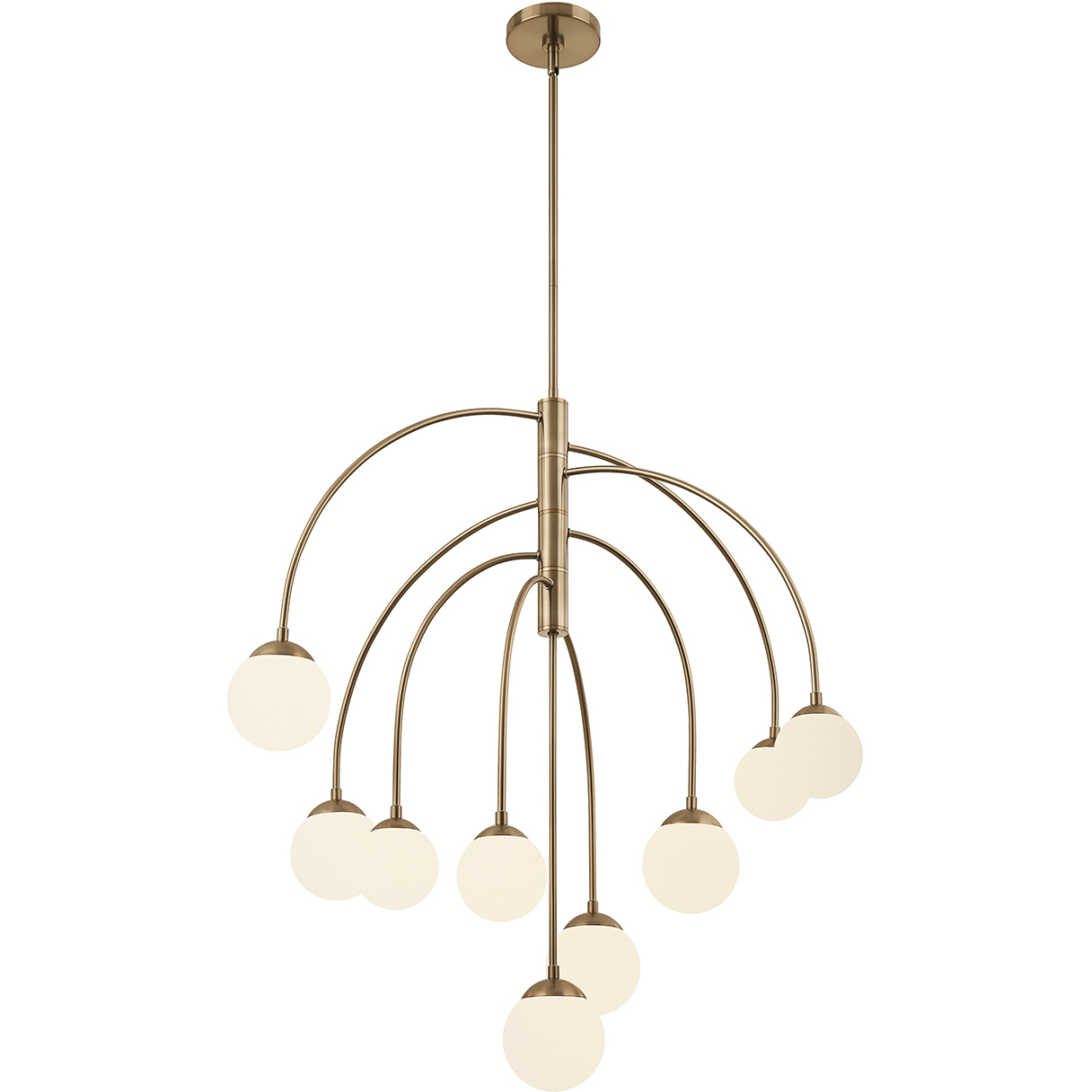 Fusion Collection - Noho Family 5 Light 20 inch Brushed Brass and Etched Opal Chandelier Ceiling Light in 20" D x 20" W x 23.5" H, EVOLV
