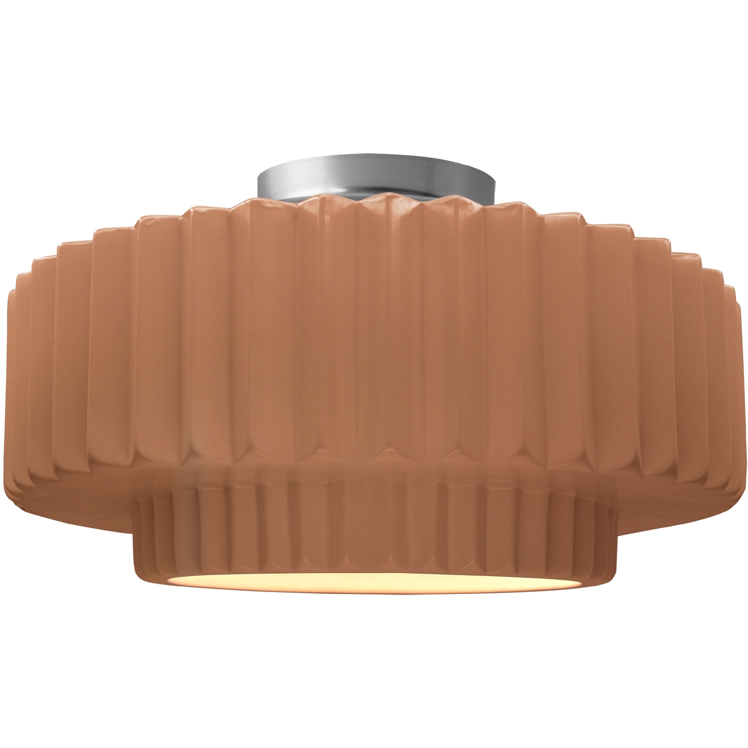 Radiance Collection - Pleated Tier LED 16.5 inch Adobe and Brushed Nickel Semi-Flush Ceiling Light in Dedicated LED, 16.5W x 8H, Form+Finish+Function