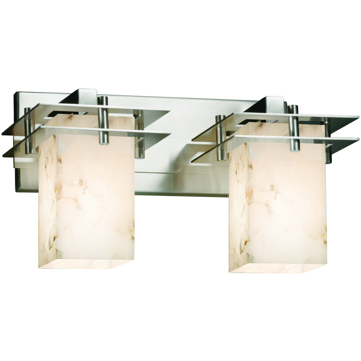 Alabaster Rocks 2 Light 16.5 inch Brushed Nickel Vanity Light Wall Light in Round Flared, Incandescent