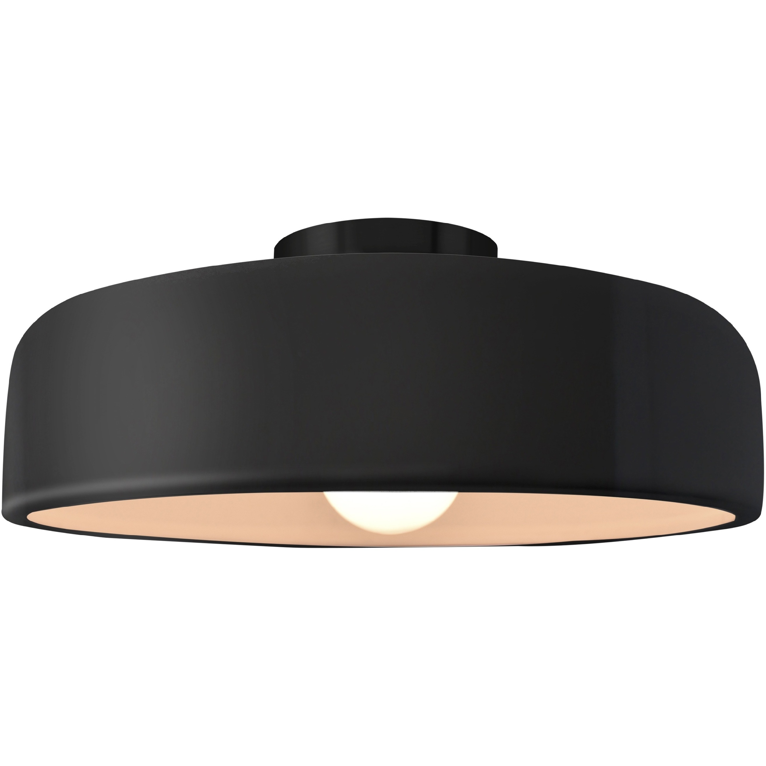Radiance Collection - Spire 1 Light 13 inch Gloss Black and Matte White and Matte Black Semi-Flush Ceiling Light in Replaceable Bulb, Gloss Black/Matte White, 13W x 6H, Form+Finish+Function