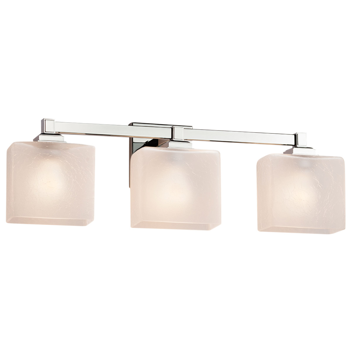 Fusion 3 Light 22 inch Matte Black Bath Bar Wall Light in Oval, Incandescent, Frosted Crackle Fusion