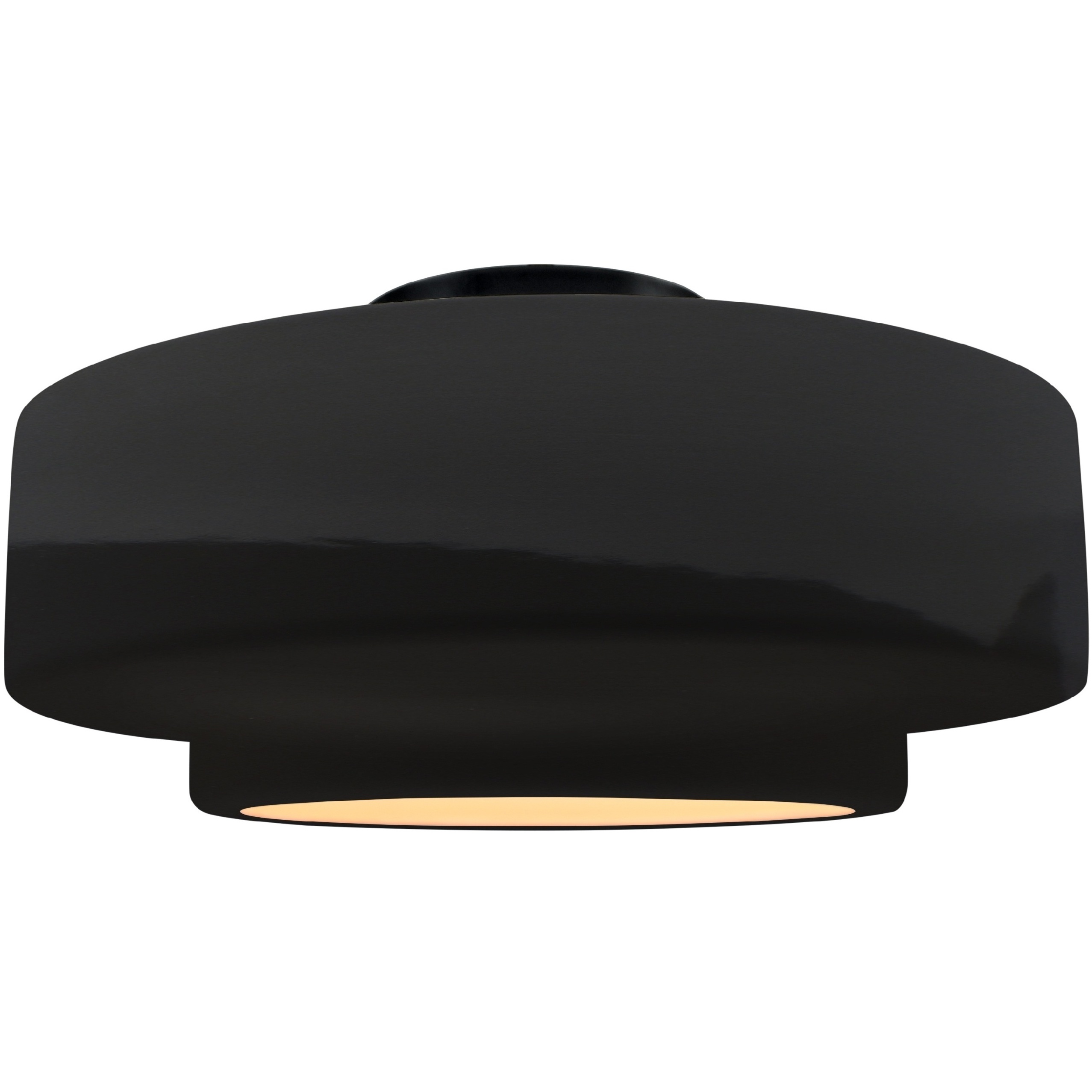 Radiance Collection - Tier 1 Light 14.5 inch Gloss Black and Matte White and Matte Black Semi-Flush Ceiling Light in Replaceable Bulb, Gloss Black/Matte White, 14.5W x 7.25H, Form+Finish+Function