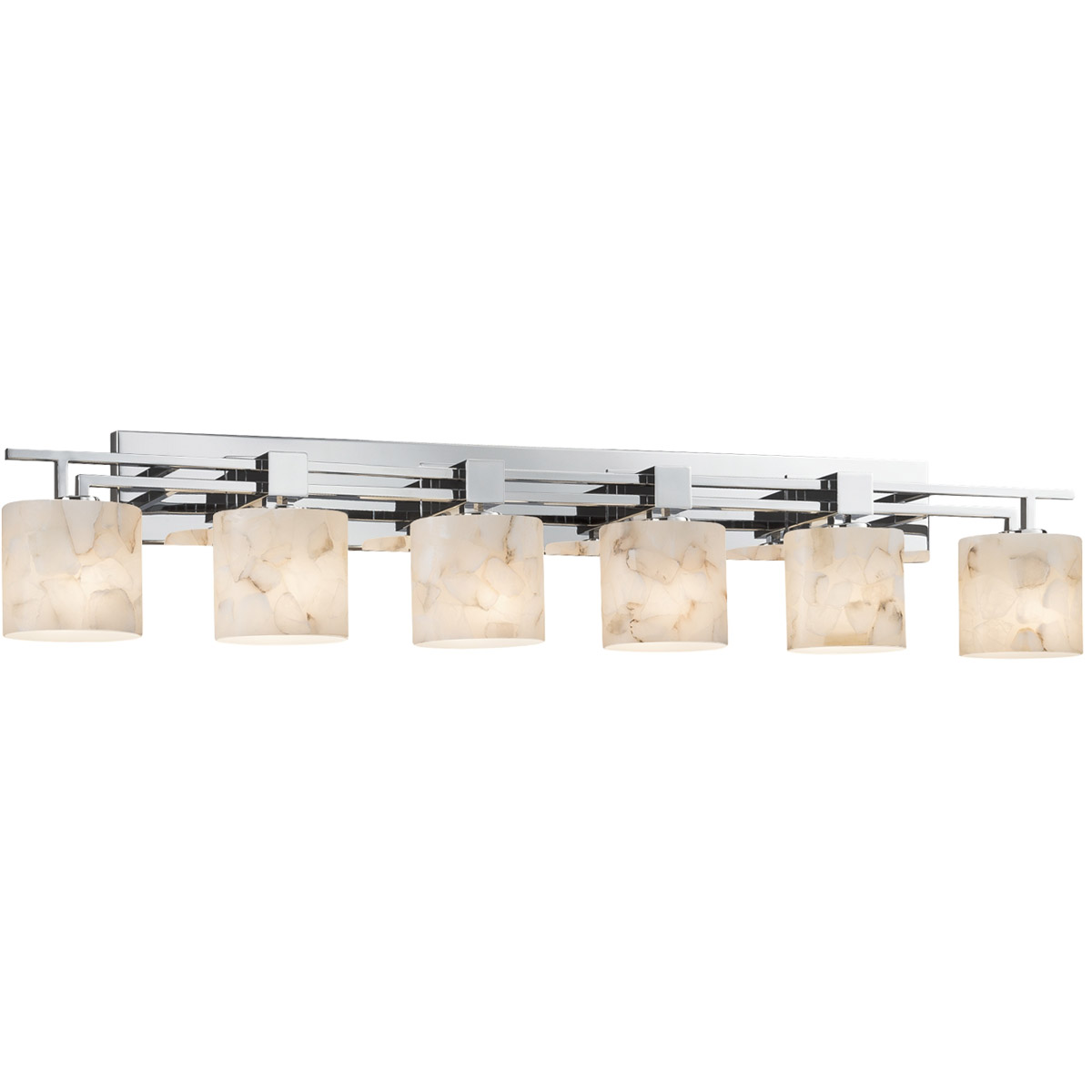 Alabaster Rocks 6 Light 56 inch Polished Chrome Bath Vanity Light Wall Light in 4200 Lm LED, Square with Flat Rim