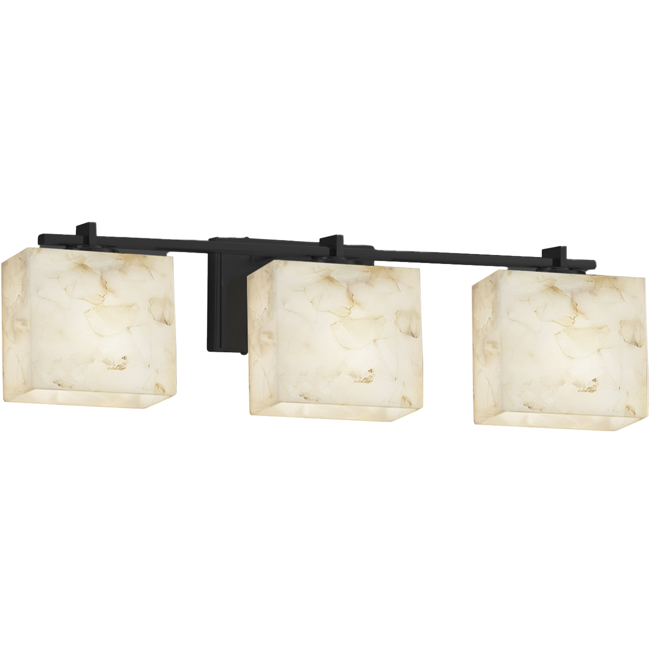 Alabaster Rocks 3 Light 25.75 inch Matte Black Vanity Light Wall Light in LED, Rectangle