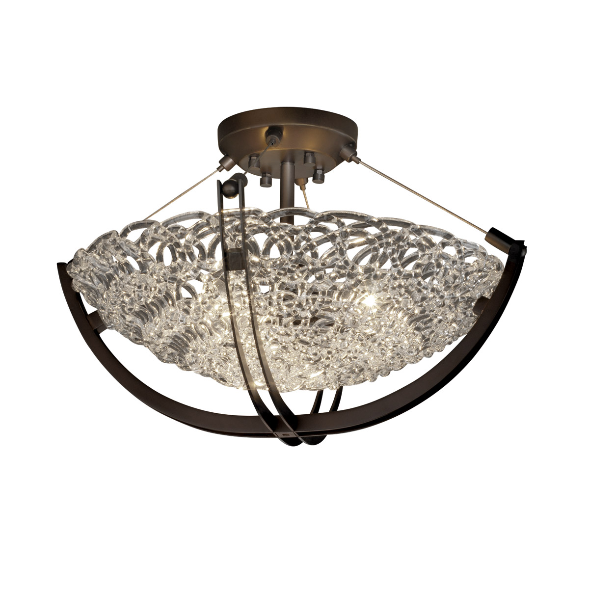 Veneto Luce LED 22 inch Brushed Nickel Semi-Flush Ceiling Light in 3000 Lm LED, Gold with Clear Rim (Veneto Luce)