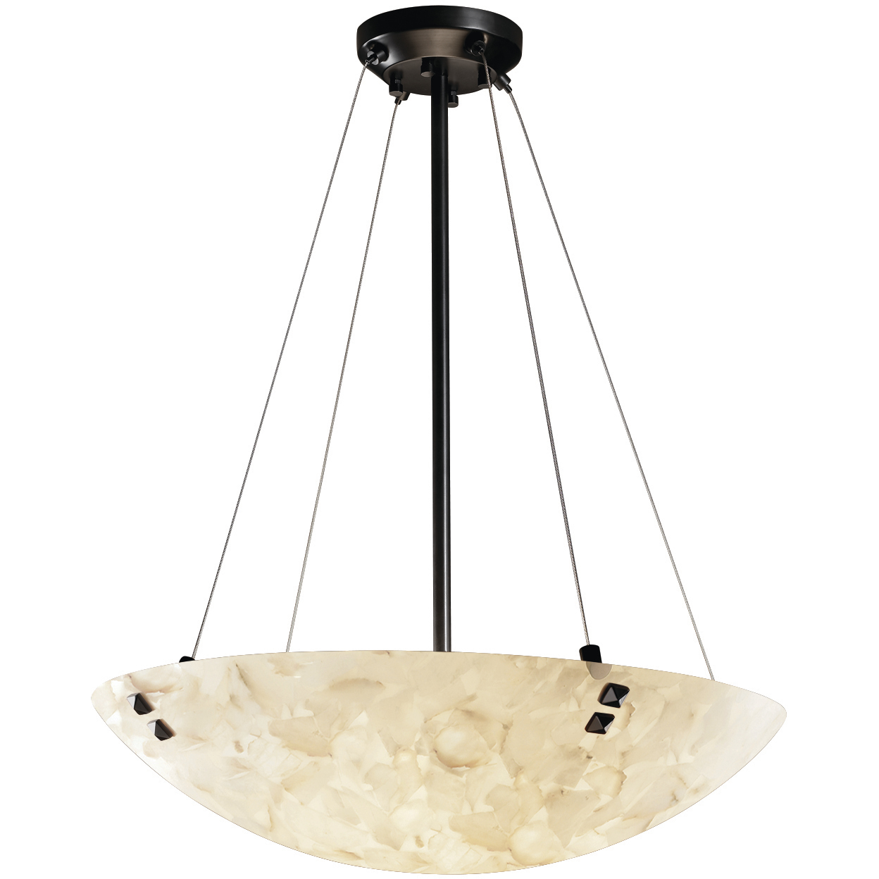 Alabaster Rocks LED 27 inch Dark Bronze Pendant Ceiling Light in 5000 Lm LED, Pair of Square with Points, Round Bowl
