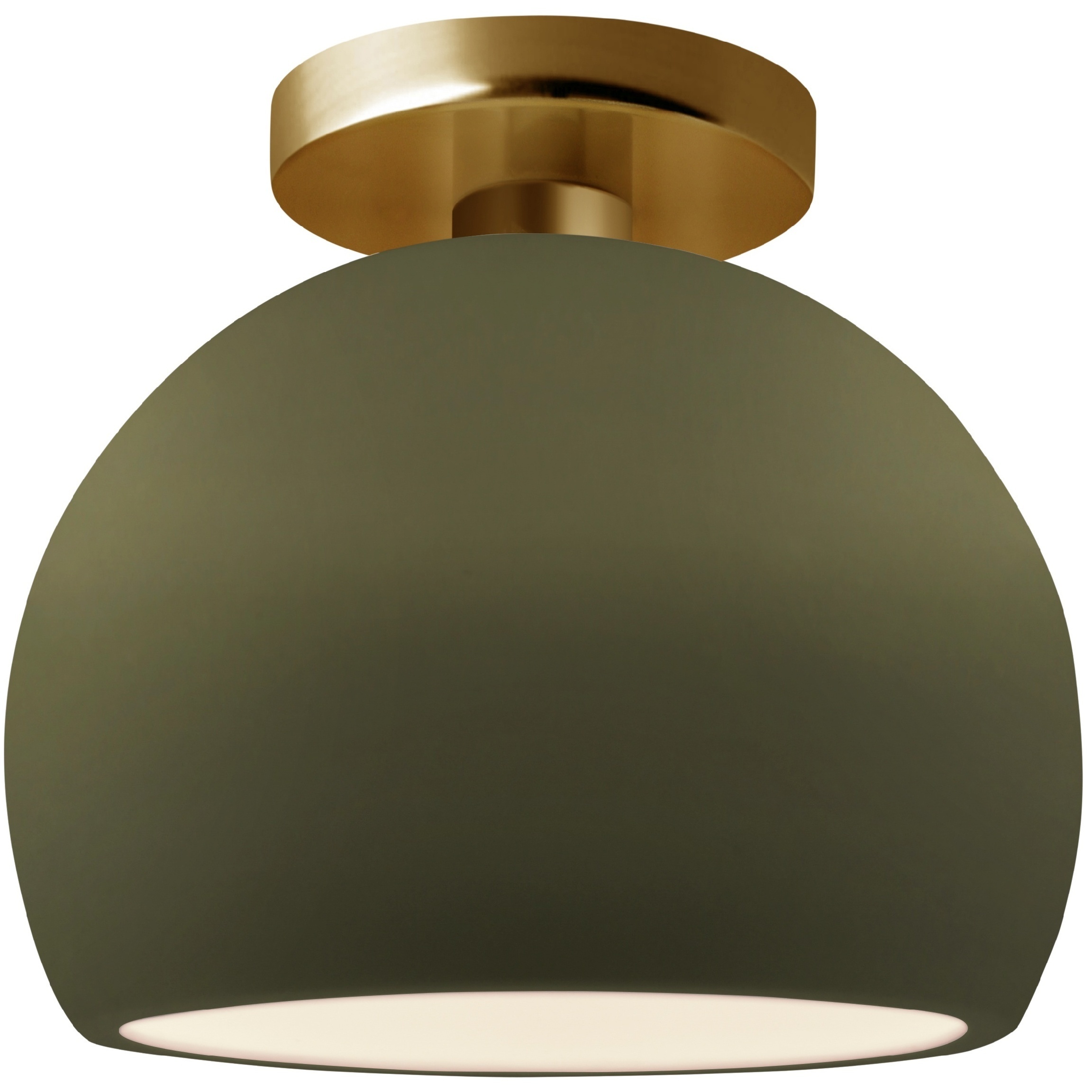 Radiance LED 7 inch Matte Green and Brushed Brass Semi Flush Ceiling Light