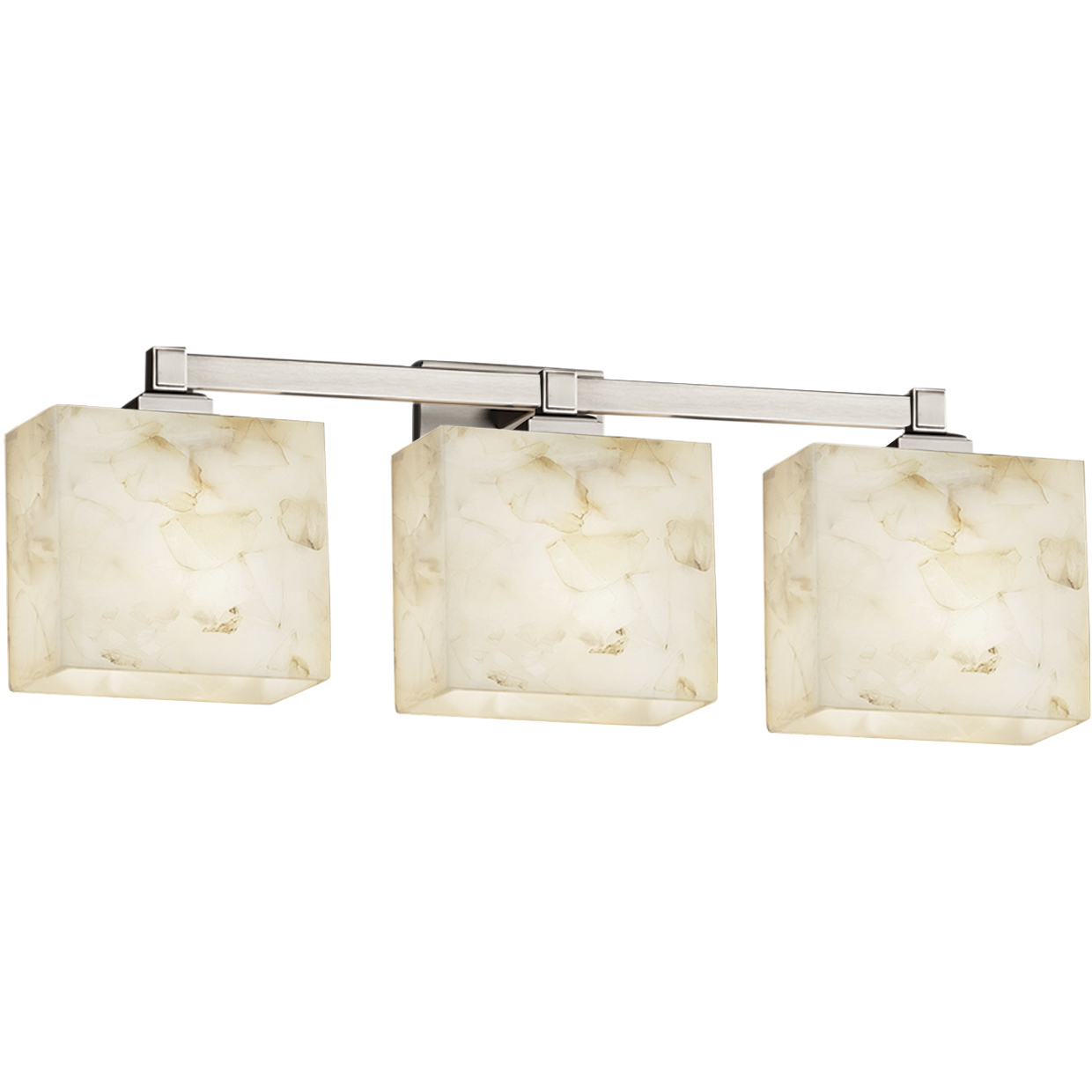 Alabaster Rocks 3 Light 23.5 inch Brushed Nickel Bath Bar Wall Light in Rectangle, Incandescent, Rectangle